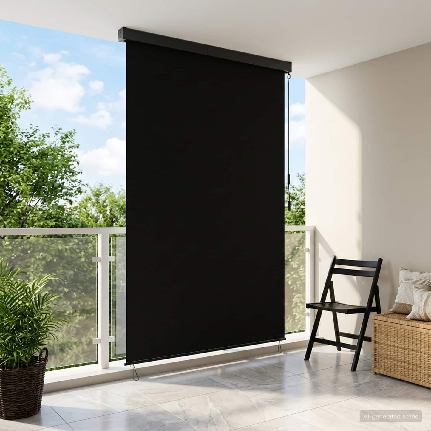 Roletta Fekete 100 x 250 cm Szövet és Alumínium