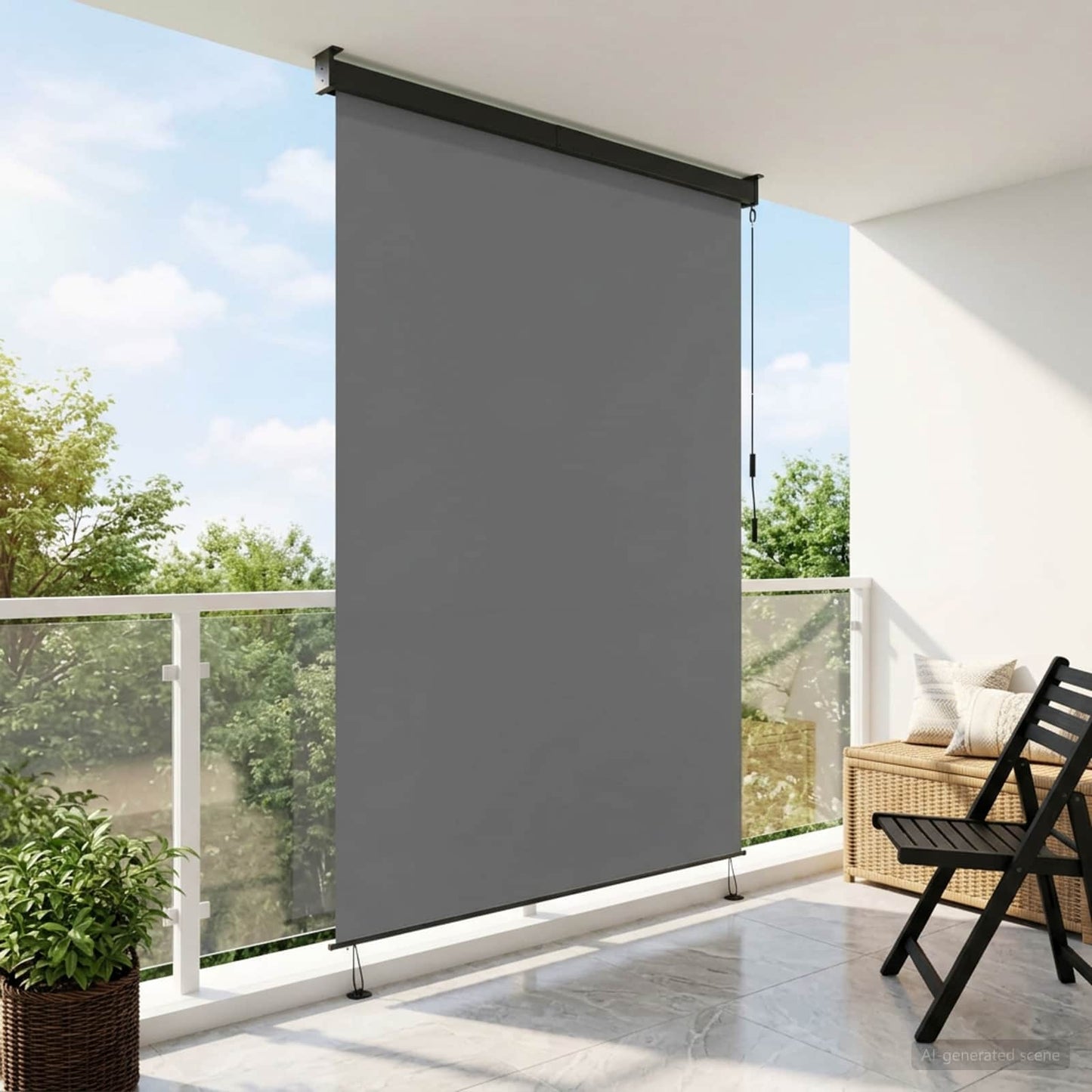 Roletta Világosszürke 100 x 250 cm Szövet és Alumínium