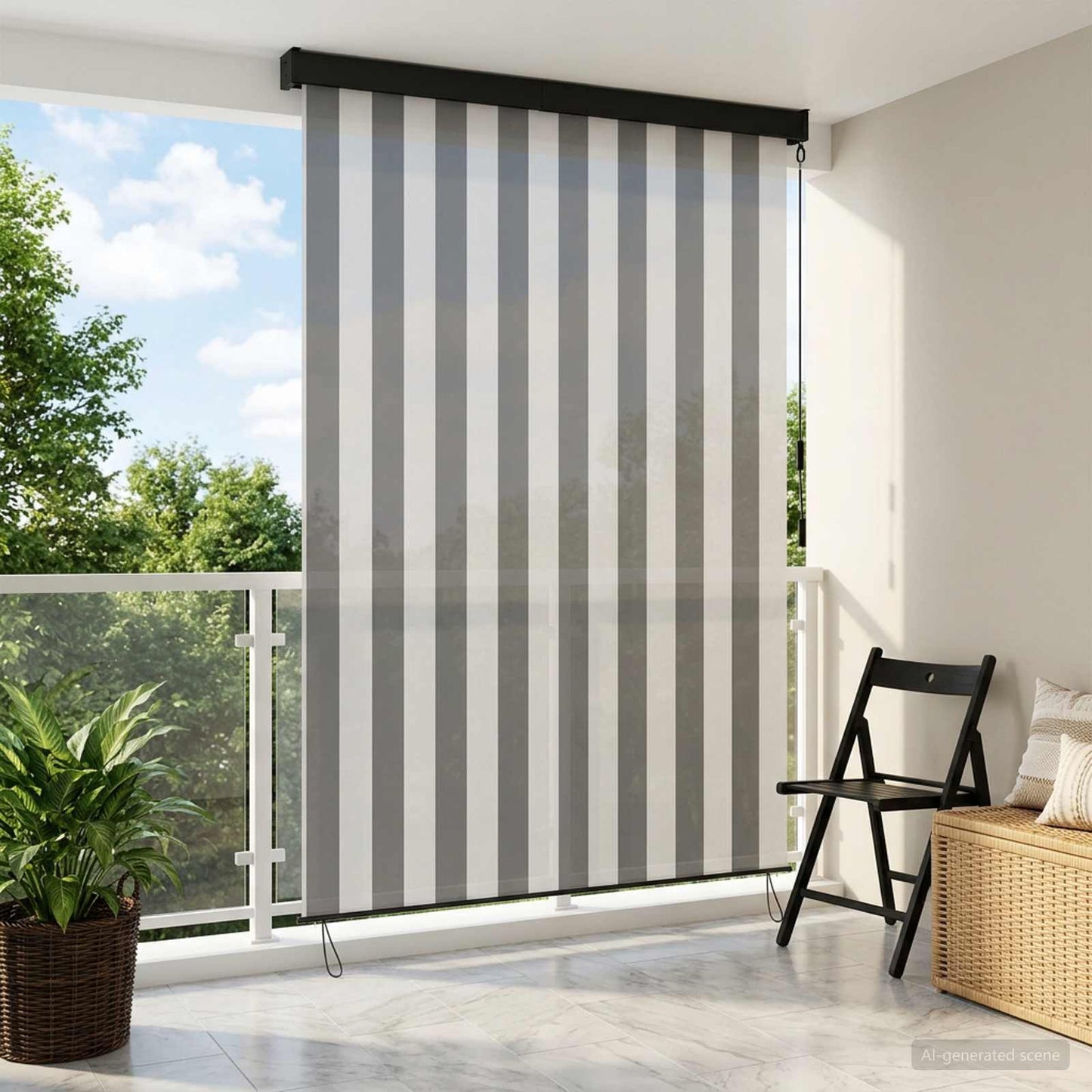 Roletta Antracit és Fehér 100 x 250 cm Szövet és Alumínium