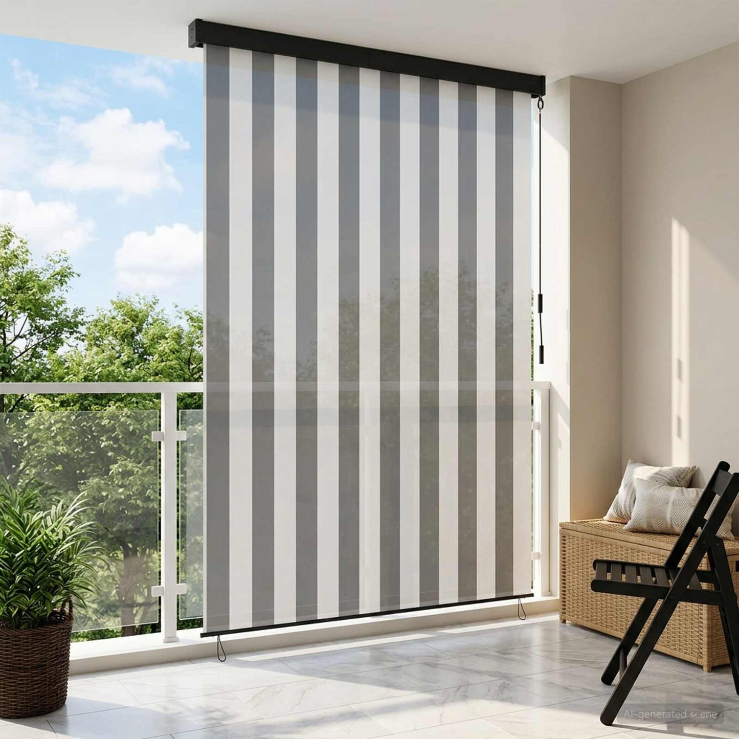 Roletta Antracit és Fehér 120 x 250 cm Szövet és Alumínium
