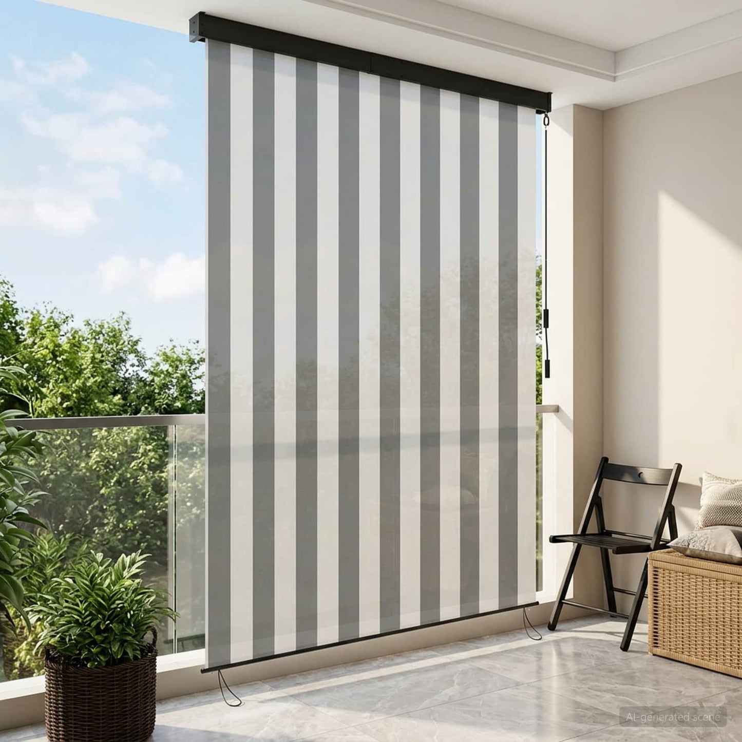 Roletta Antracit és Fehér 140 x 250 cm Szövet és Alumínium
