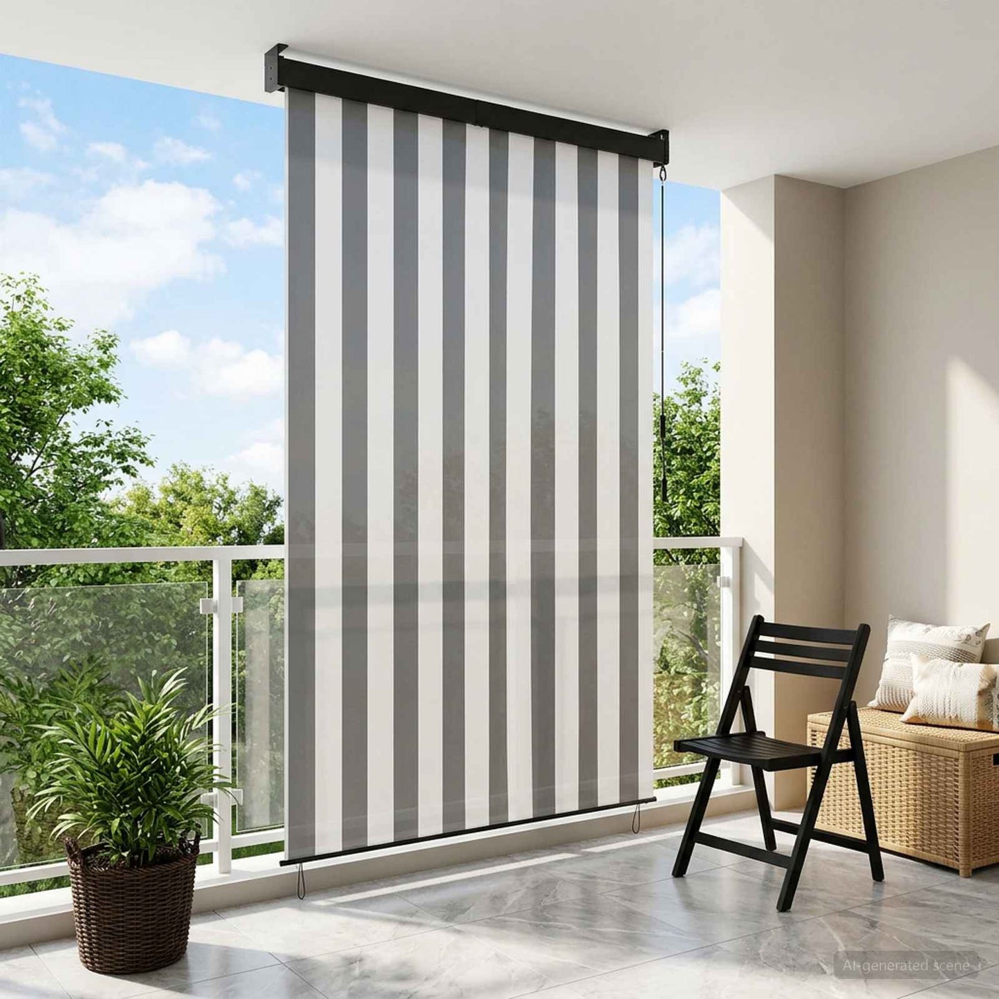Roletta Antracit és Fehér 160 x 250 cm Szövet és Alumínium