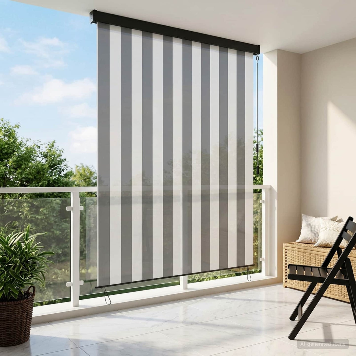 Roletta Antracit és Fehér 180 x 250 cm Szövet és Alumínium