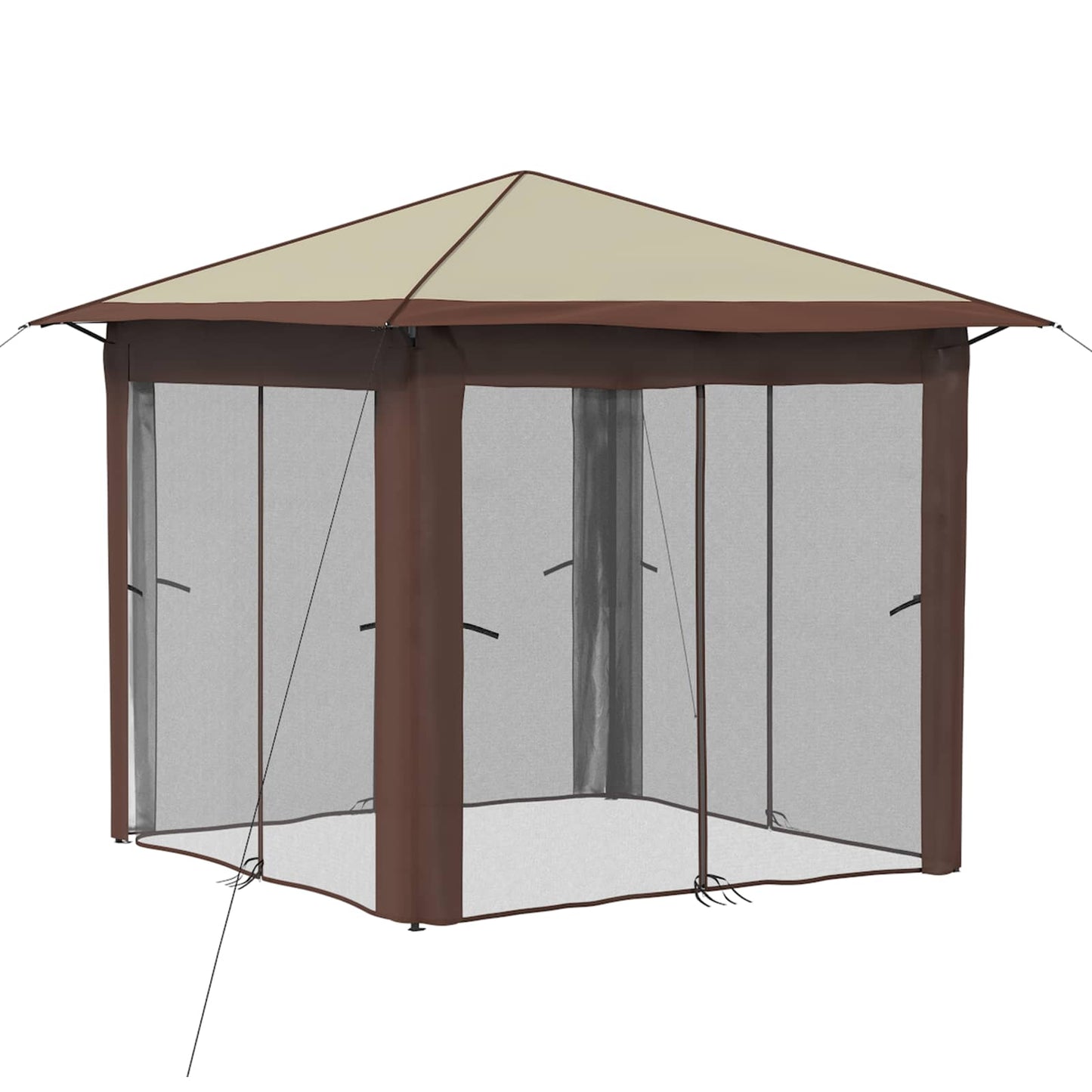 Kerti Pavilon 4 Oldalfallal 2,6 x 2,6 m Krém és barna