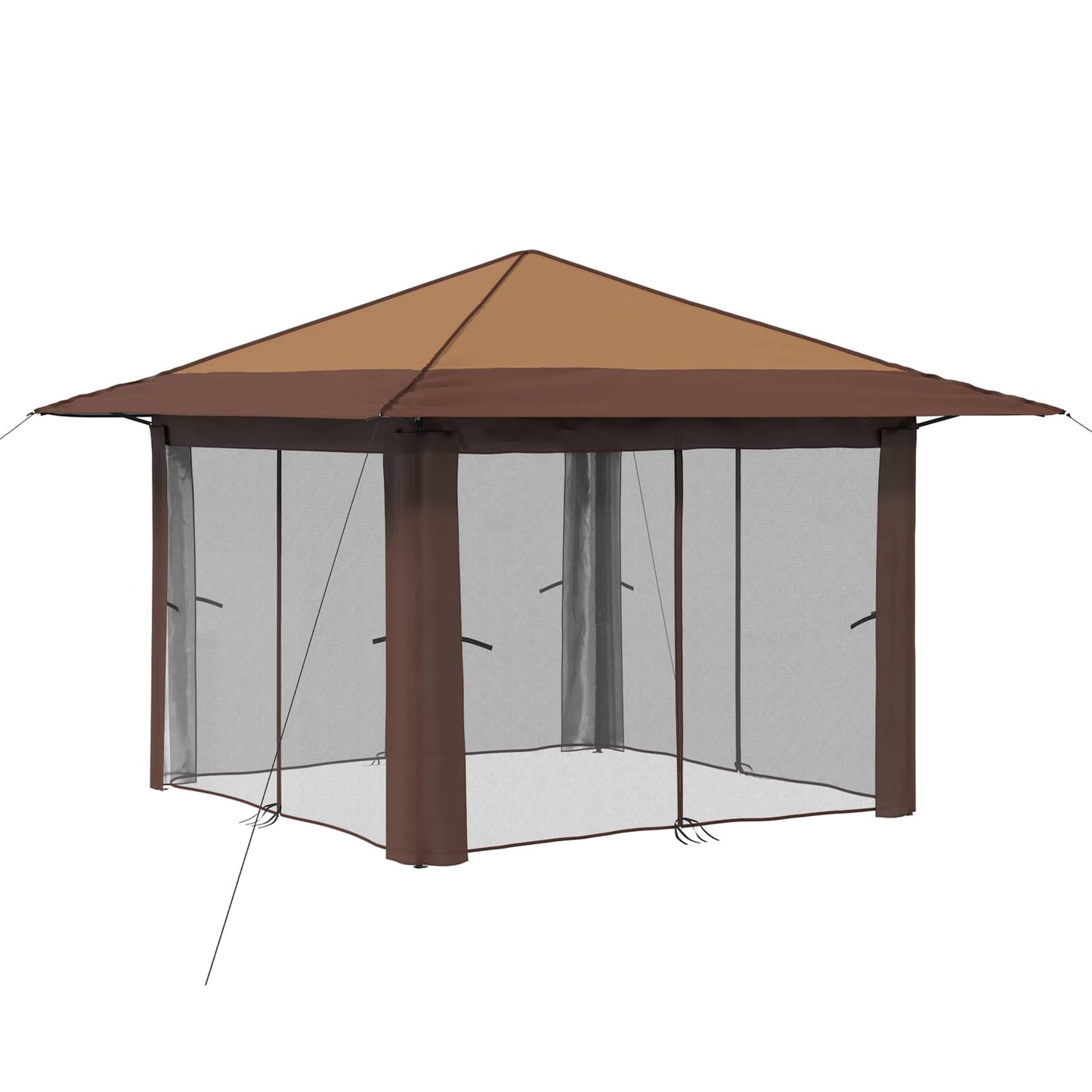 Kerti Pavilon 4 Oldalfallal 3,3 x 3,3 m Beige és barna