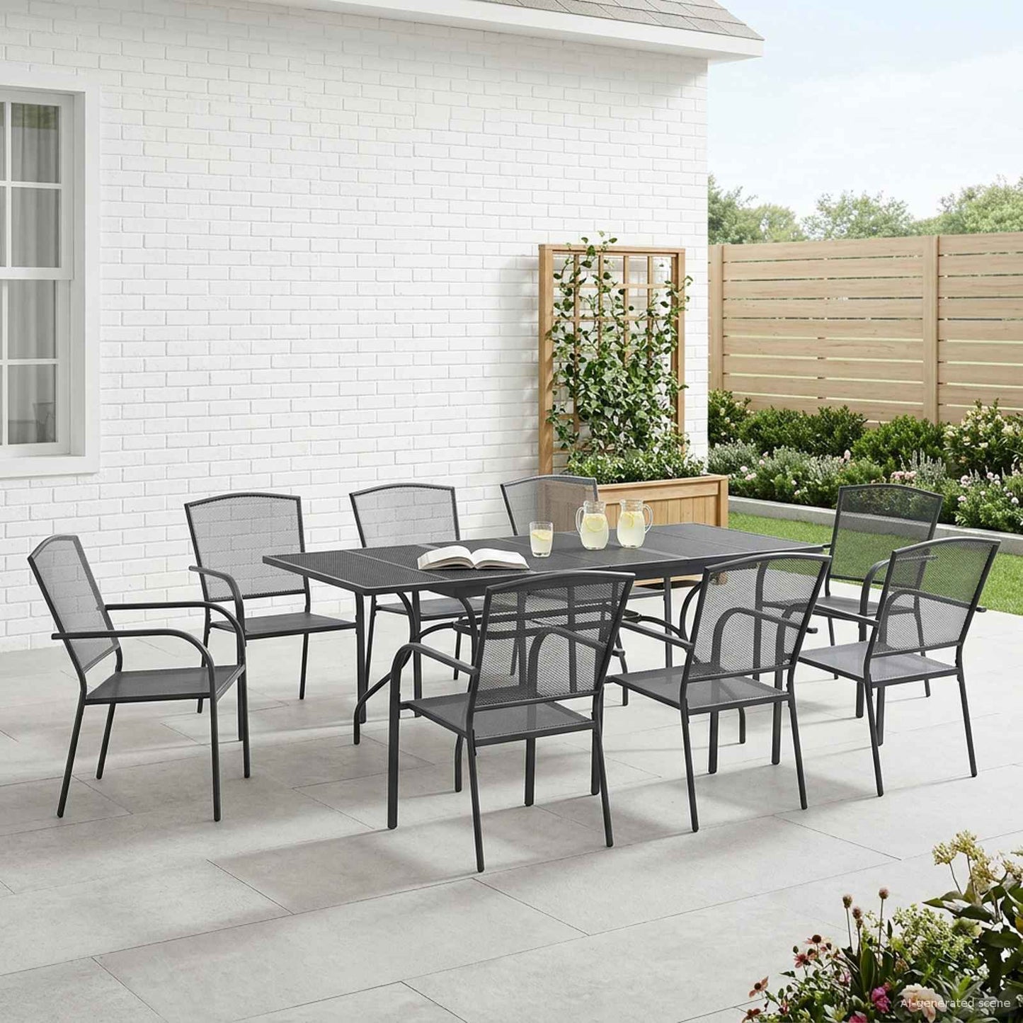 Kert étkező szett 9 pcs Antracitszürke 212 x 90 x 76 cm