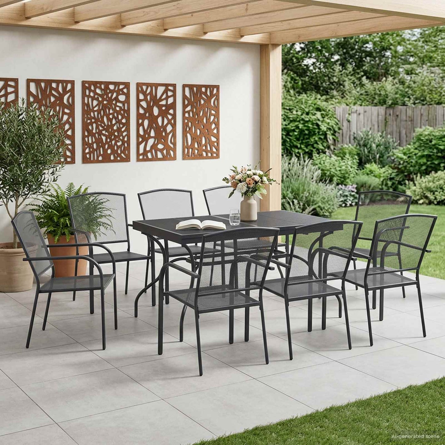 Kert étkező szett 9 pcs Antracitszürke 212 x 90 x 76 cm