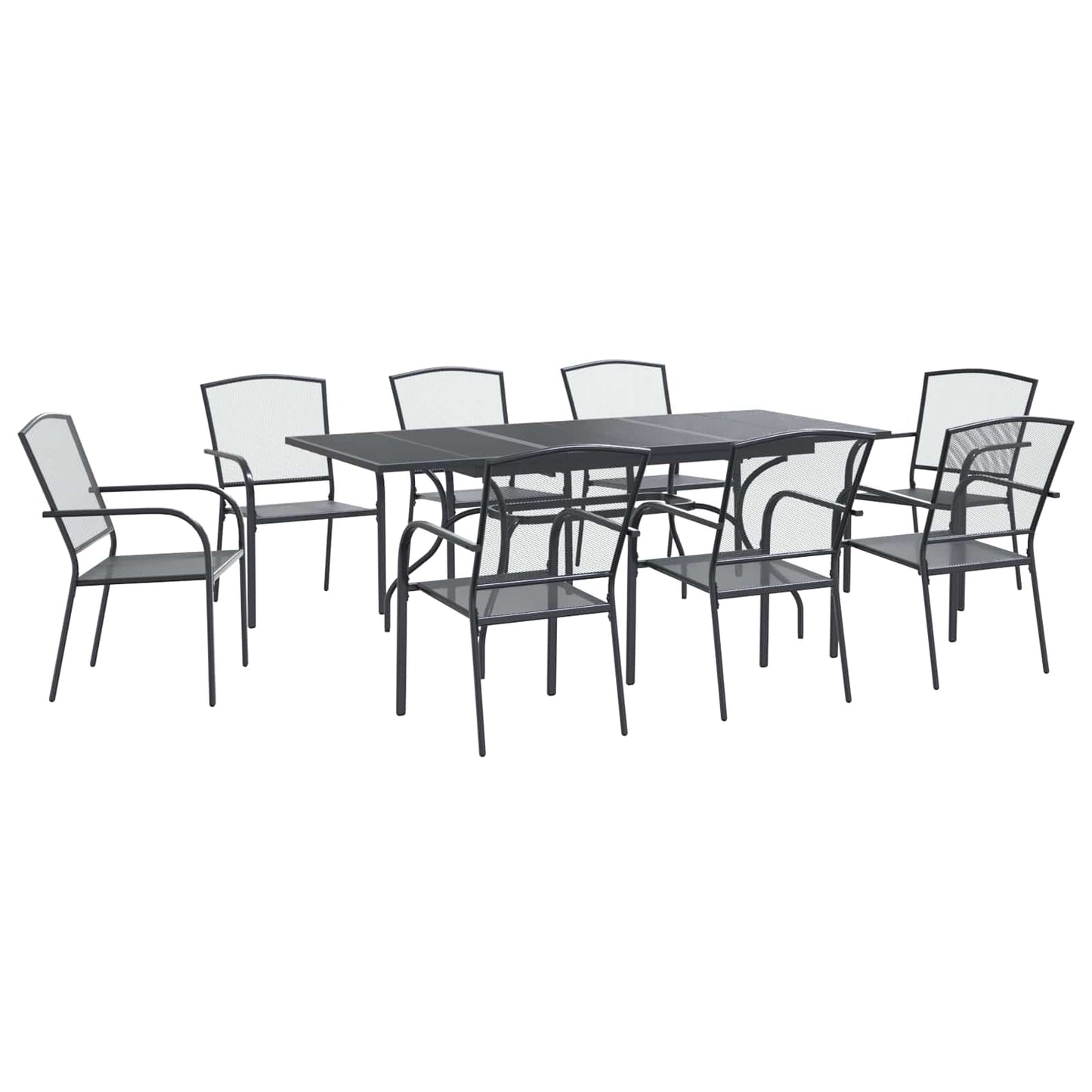 Kert étkező szett 9 pcs Antracitszürke 212 x 90 x 76 cm