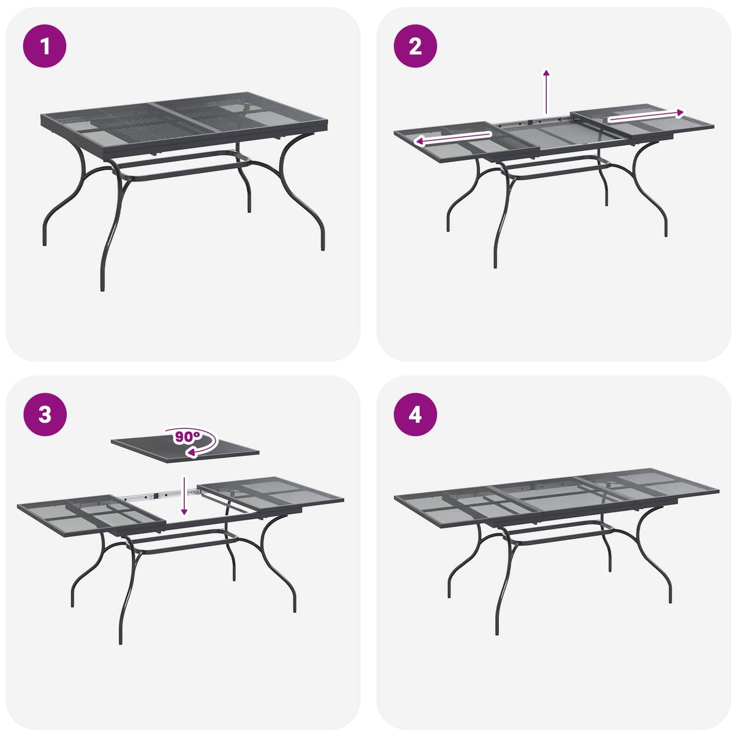 Kert étkező szett 9 pcs Antracitszürke 212 x 90 x 76 cm