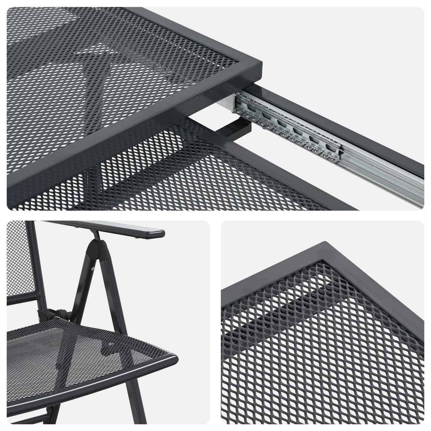 Kert étkező szett 9 pcs Antracitszürke 212 x 90 x 76 cm