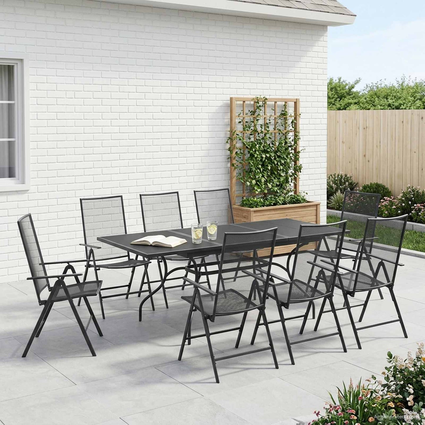 Kert étkező szett 9 pcs Antracitszürke 212 x 90 x 76 cm