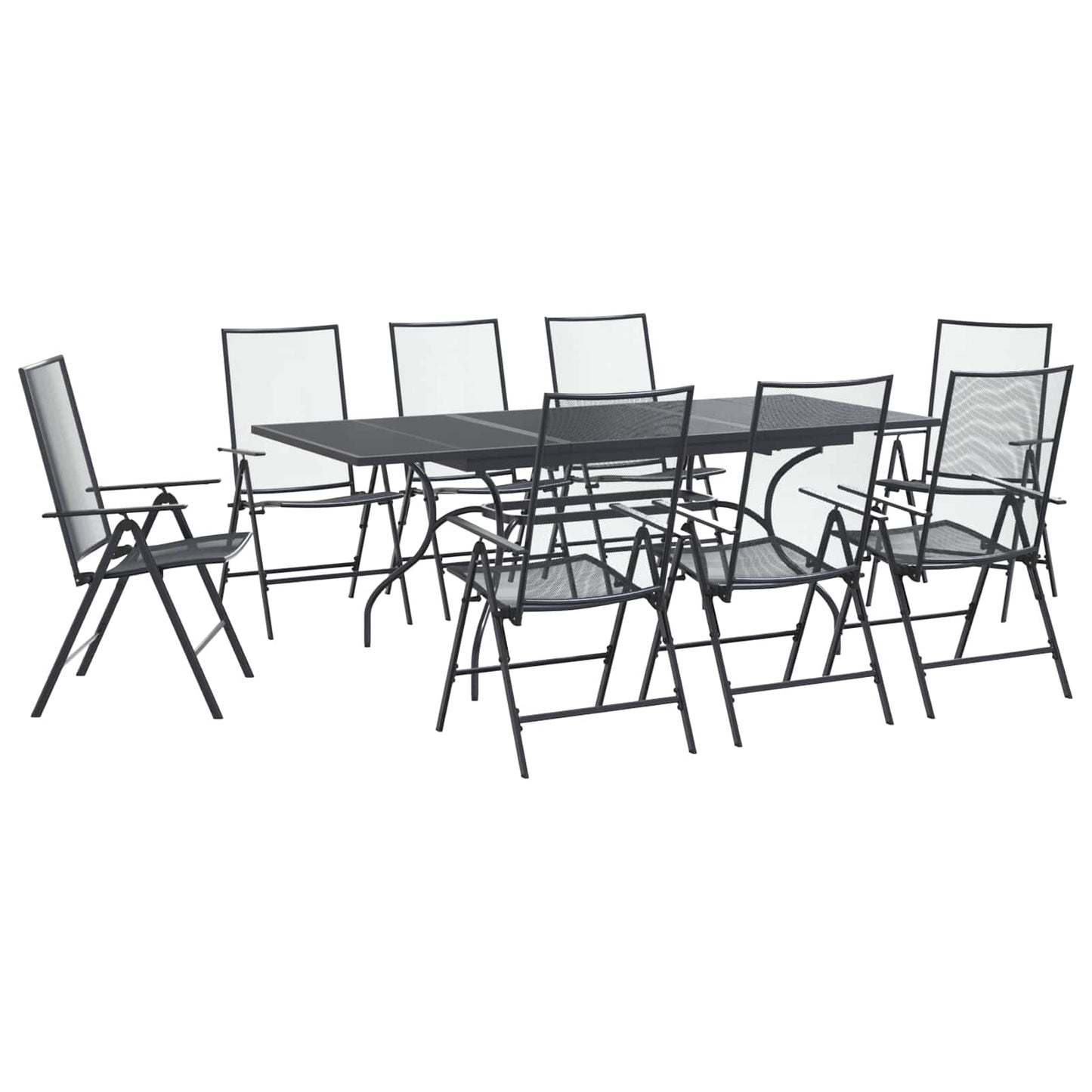 Kert étkező szett 9 pcs Antracitszürke 212 x 90 x 76 cm