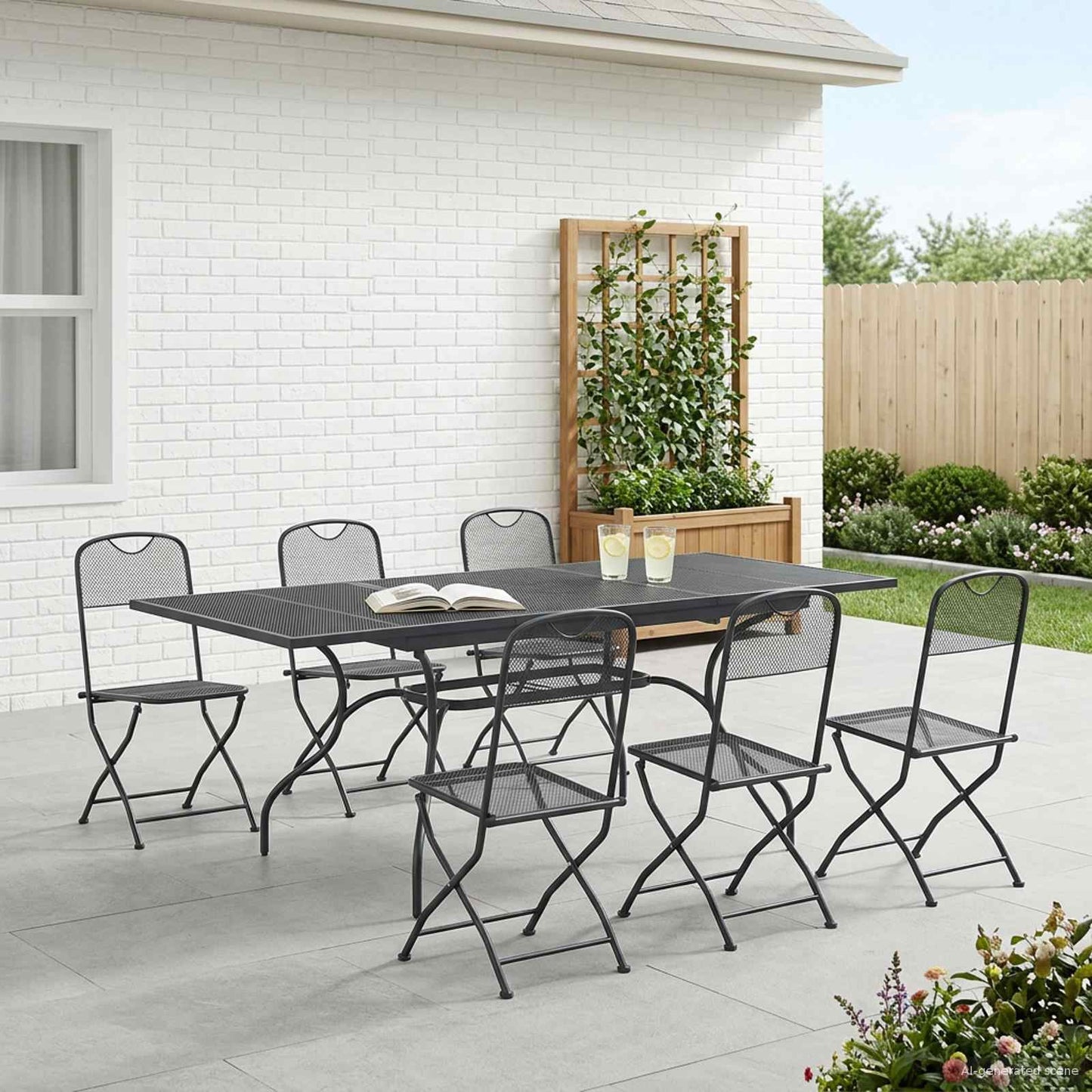 Kert étkező szett 7 pcs Antracitszürke 212 x 90 x 76 cm