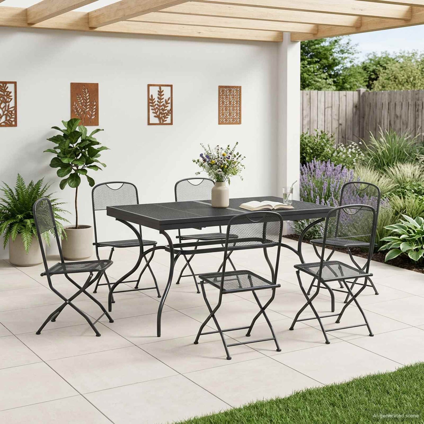 Kert étkező szett 7 pcs Antracitszürke 212 x 90 x 76 cm