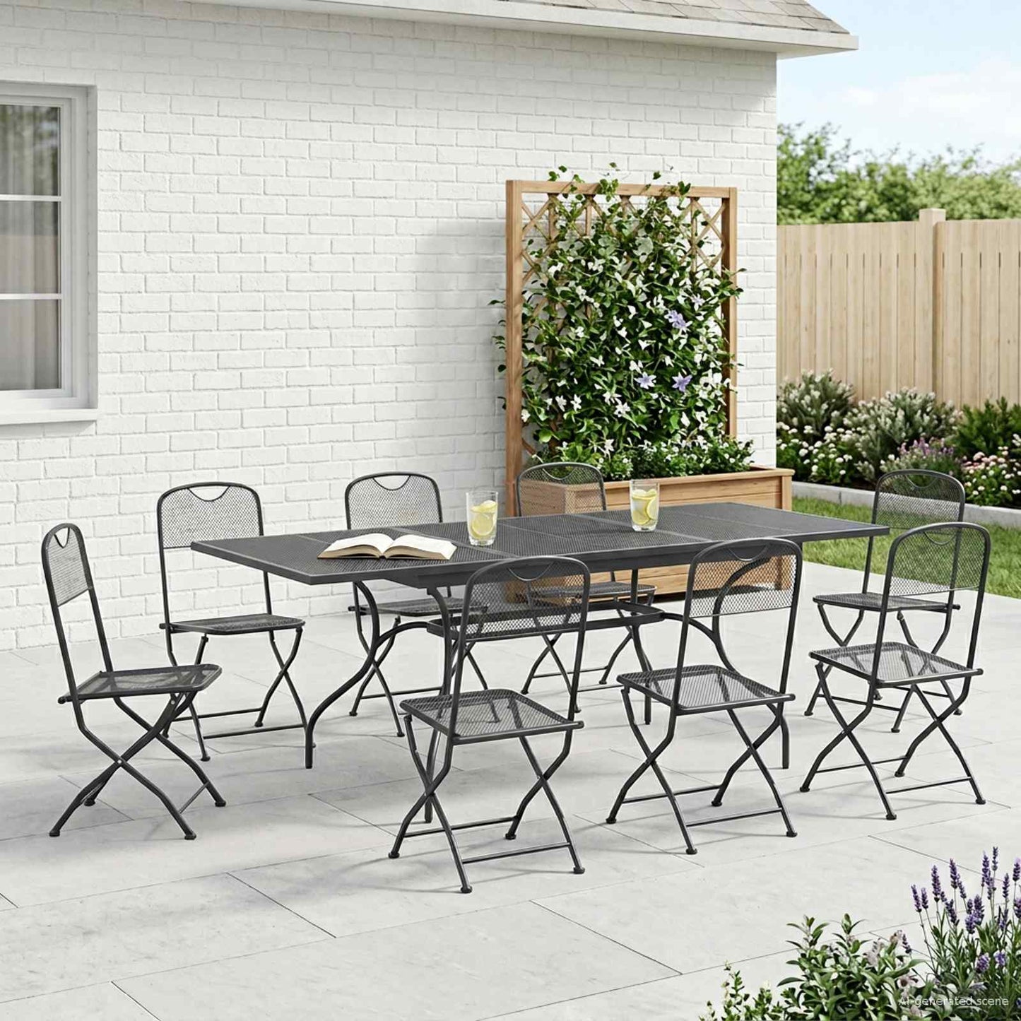 Kert étkező szett 9 pcs Antracitszürke 212 x 90 x 76 cm