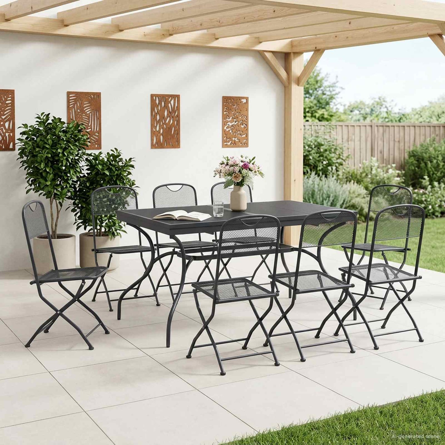 Kert étkező szett 9 pcs Antracitszürke 212 x 90 x 76 cm