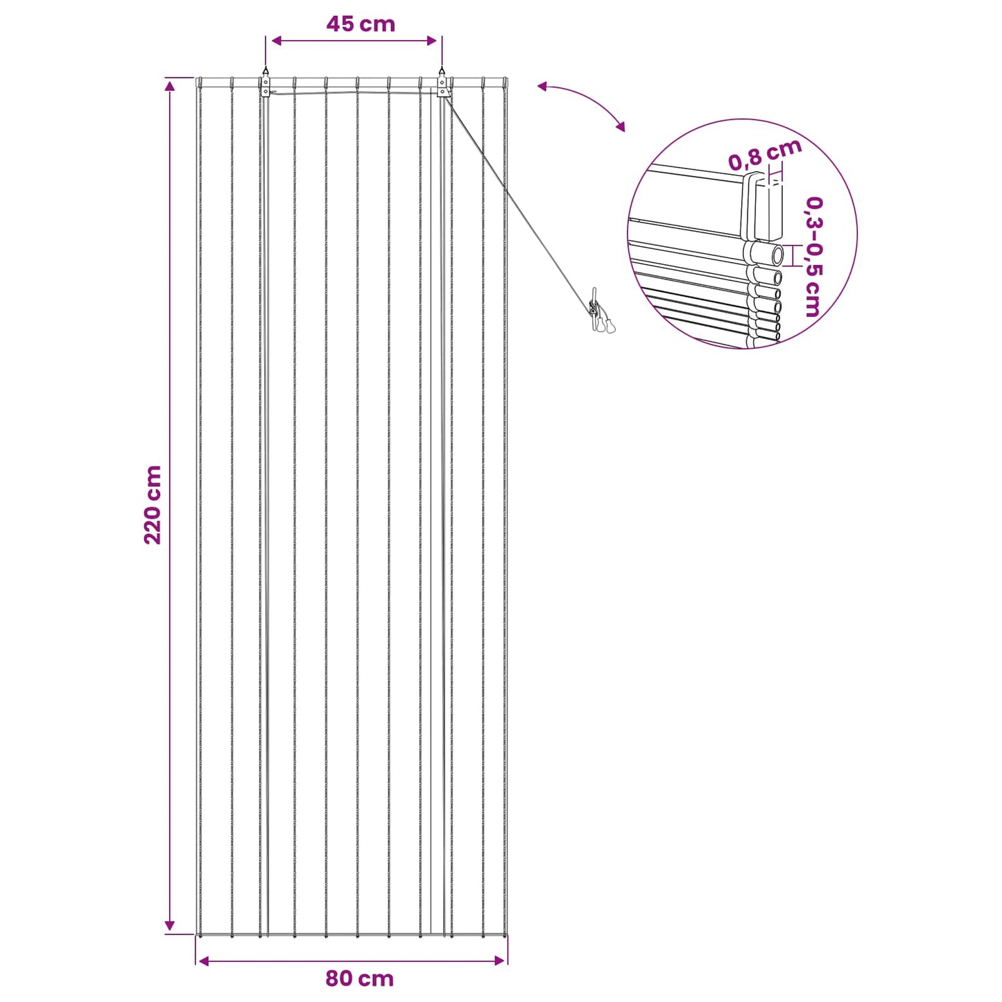 Roletta Barna 80 x 220 cm Nád