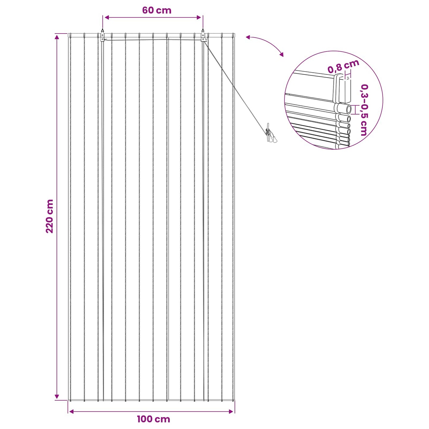 Roletta Barna 100 x 220 cm Nád