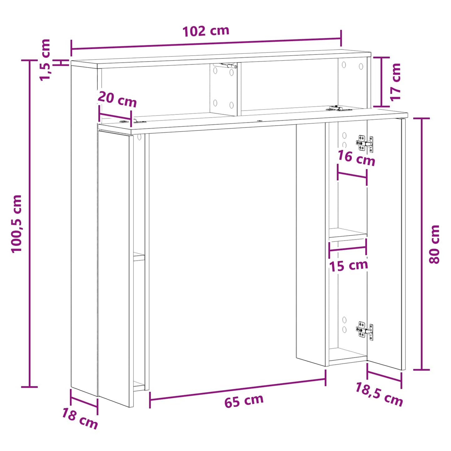 Kandallókeret Fekete Tölgy 102 x 18 x 100,5 cm Szerelt Fa