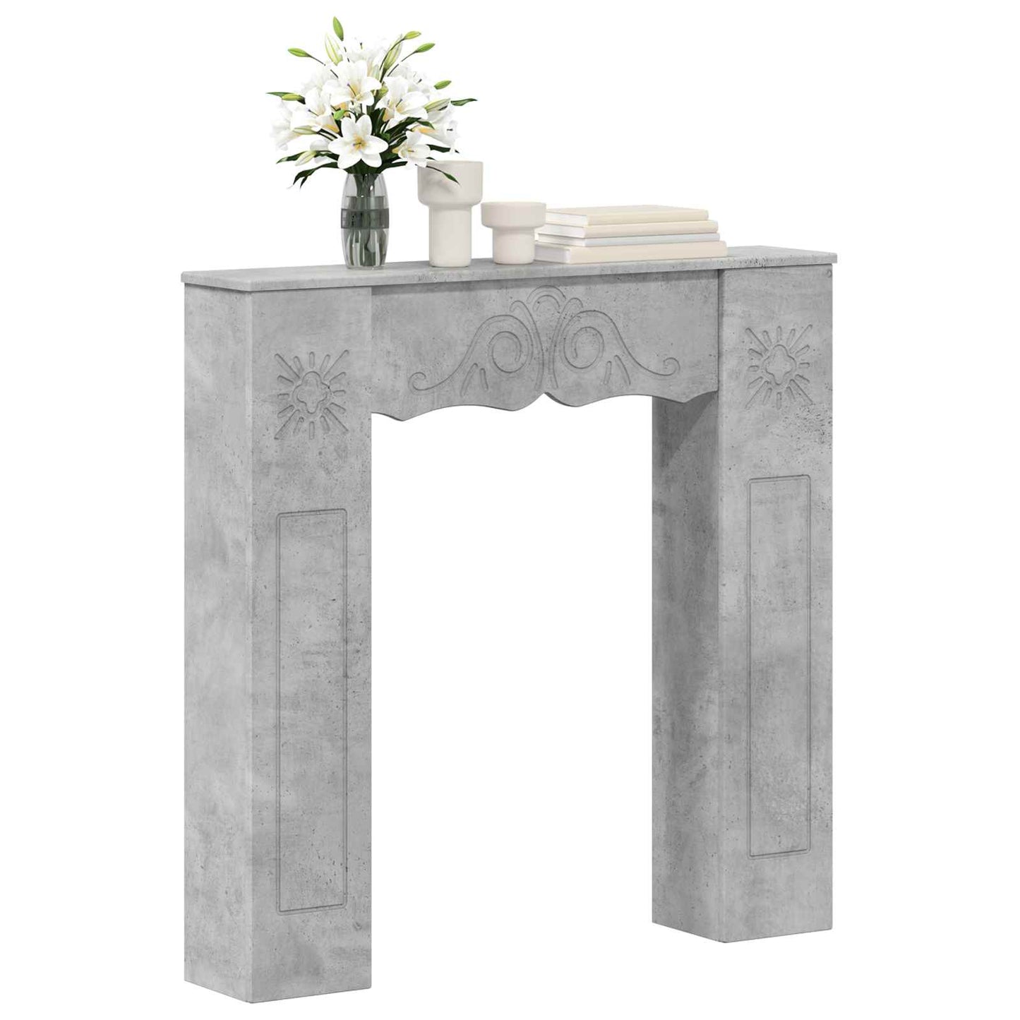 Kandallókeret Betonszürke 102 x 20 x 102 cm Szerelt Fa