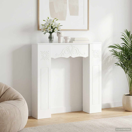 Kandallókeret Magasfényű Fehér 102 x 20 x 102 cm Szerelt Fa