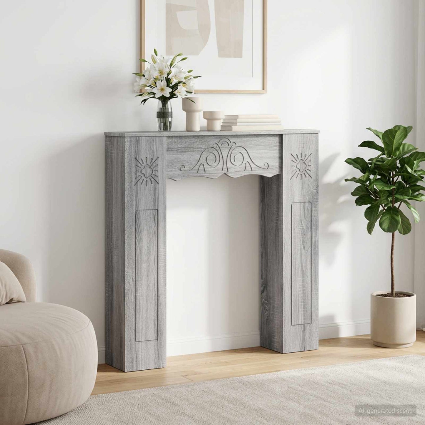 Kandallókeret Szürke Sonoma 102 x 20 x 102 cm Szerelt Fa