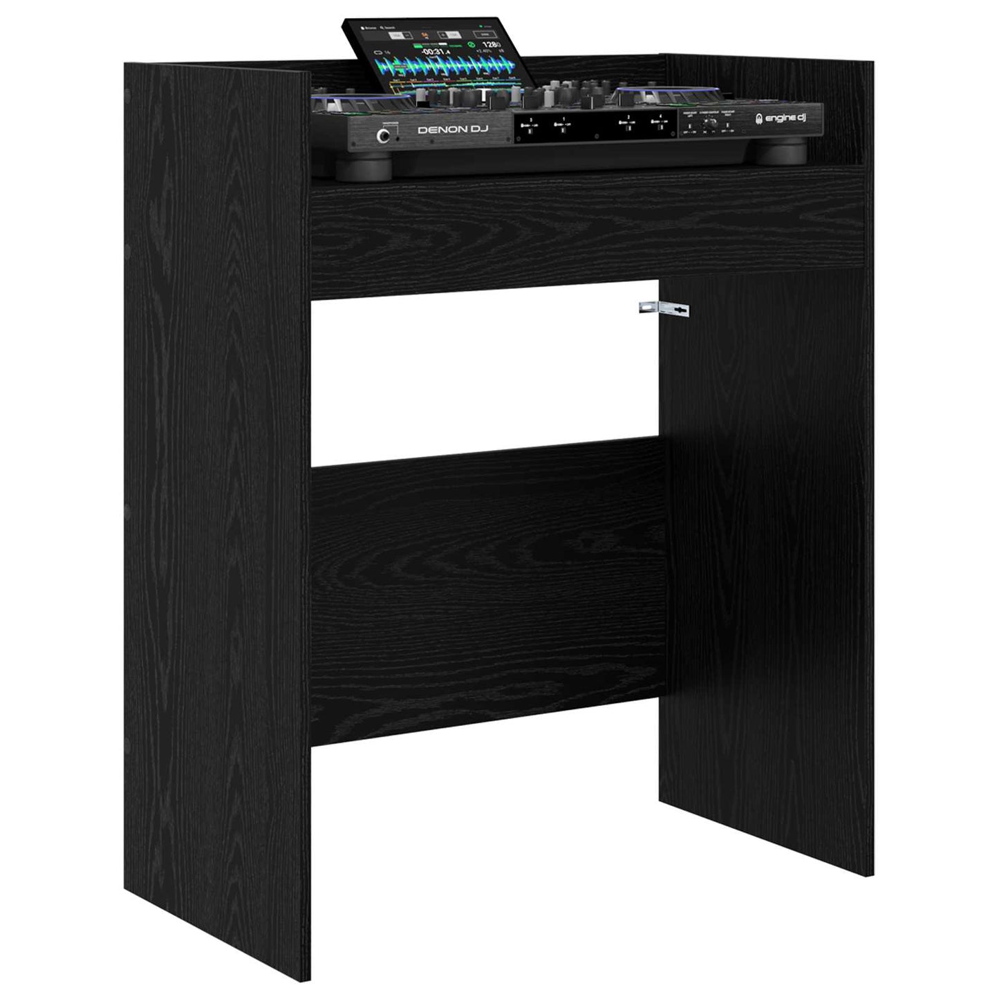 DJ Asztal Fekete Tölgy 102 x 45 x 102 cm Szerelt Fa