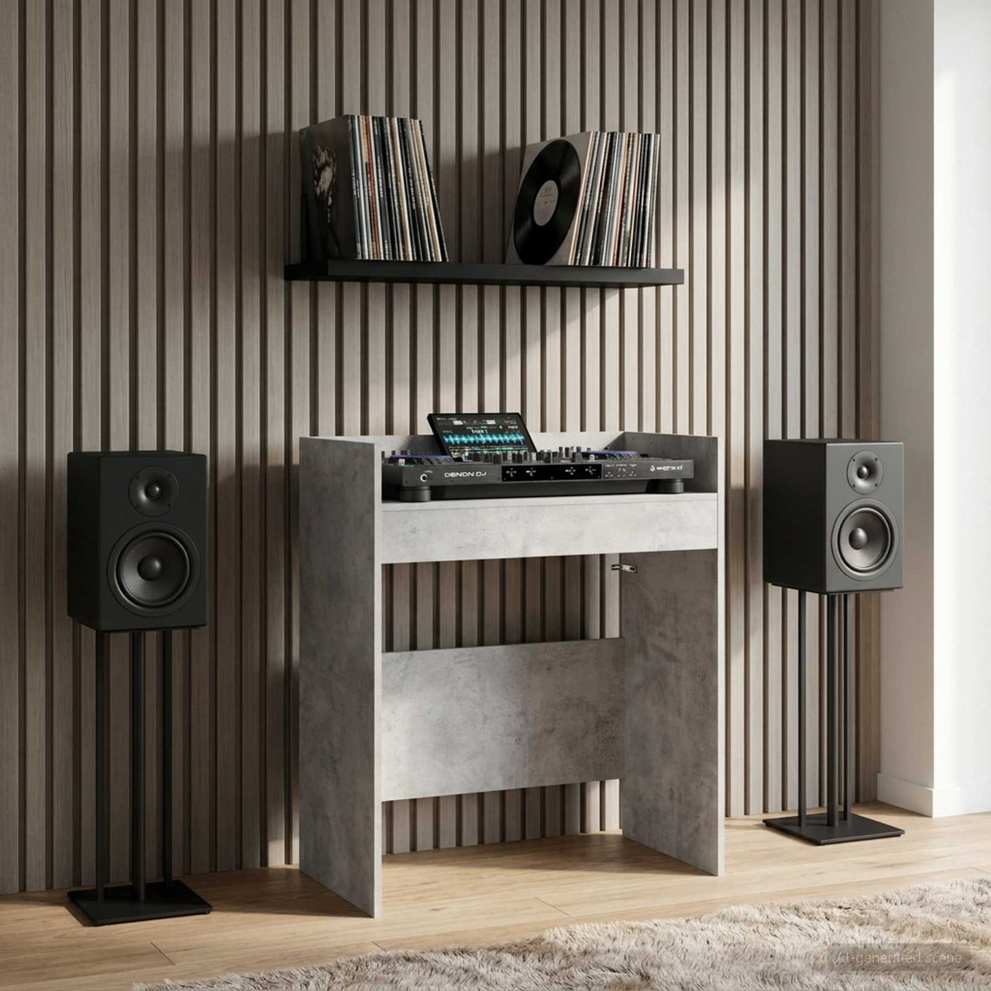 DJ Asztal Betonszürke 102 x 45 x 102 cm Szerelt Fa