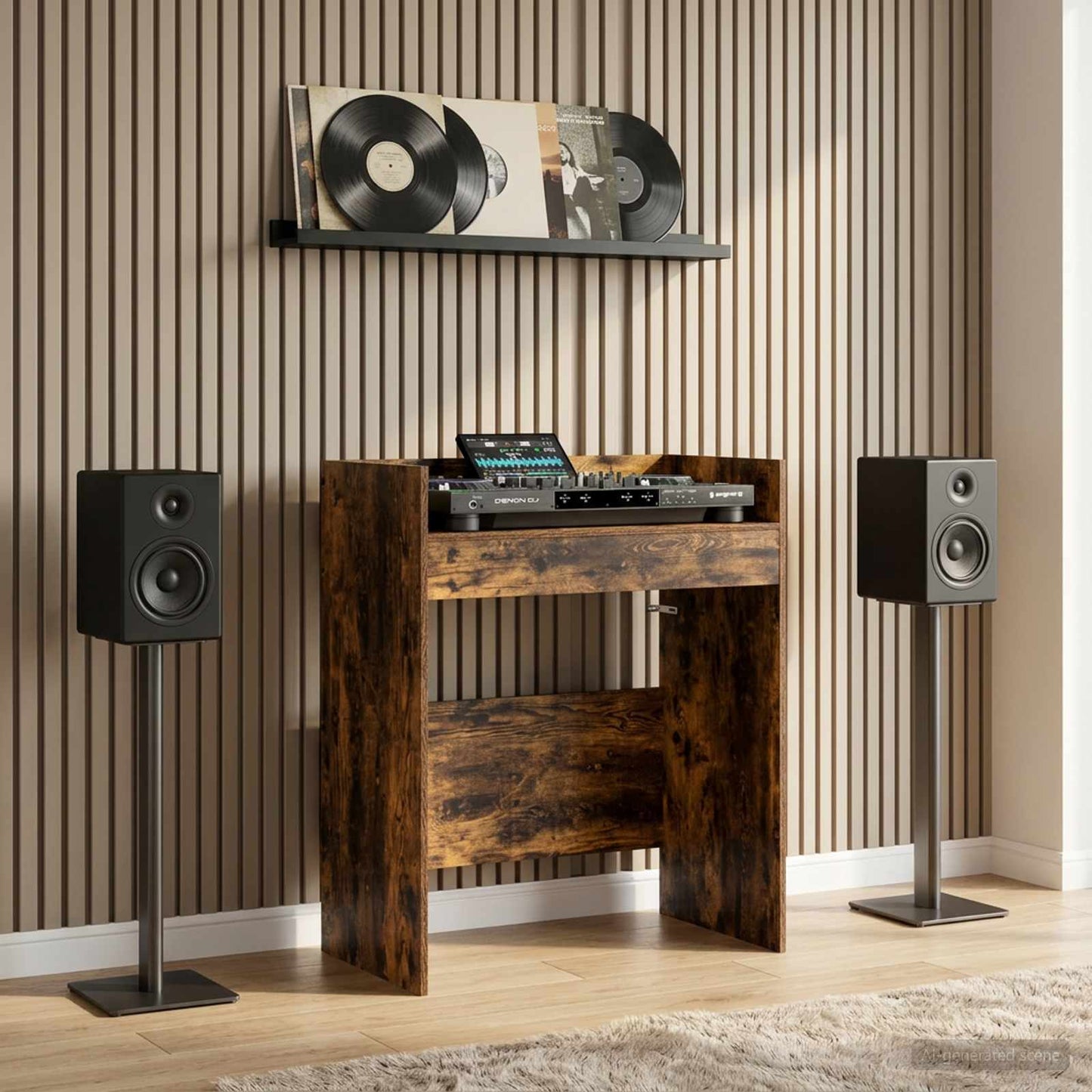 DJ Asztal Füstös Tölgy 102 x 45 x 102 cm Szerelt Fa