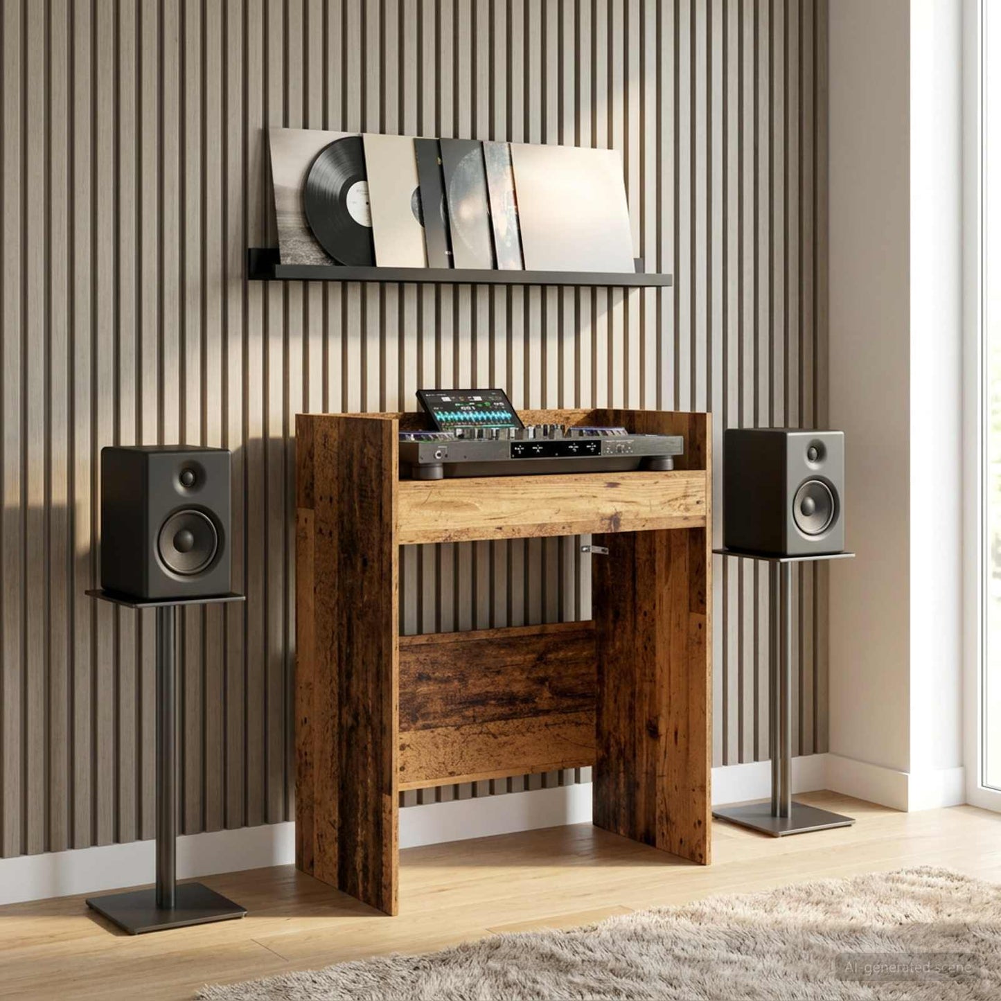 DJ Asztal Antik Fa 102 x 45 x 102 cm Szerelt Fa
