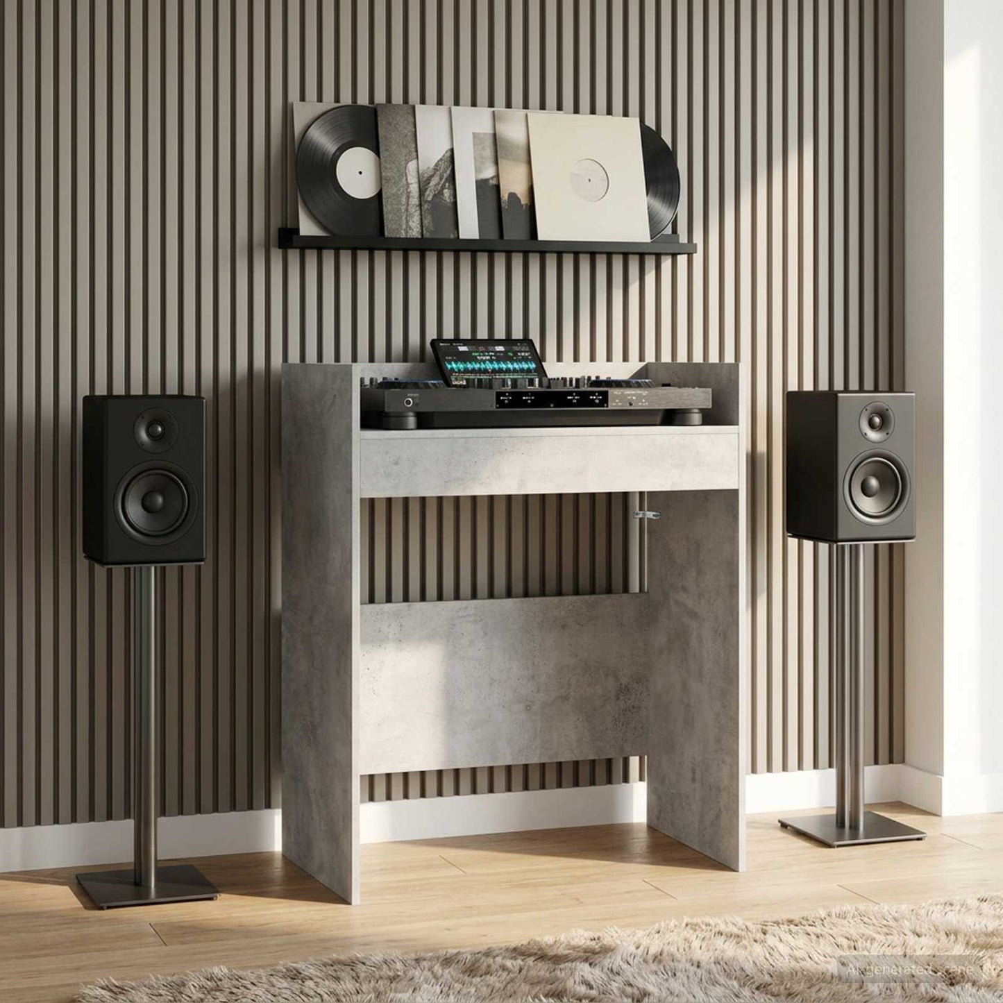 DJ Asztal Betonszürke 82 x 45 x 102 cm Szerelt Fa