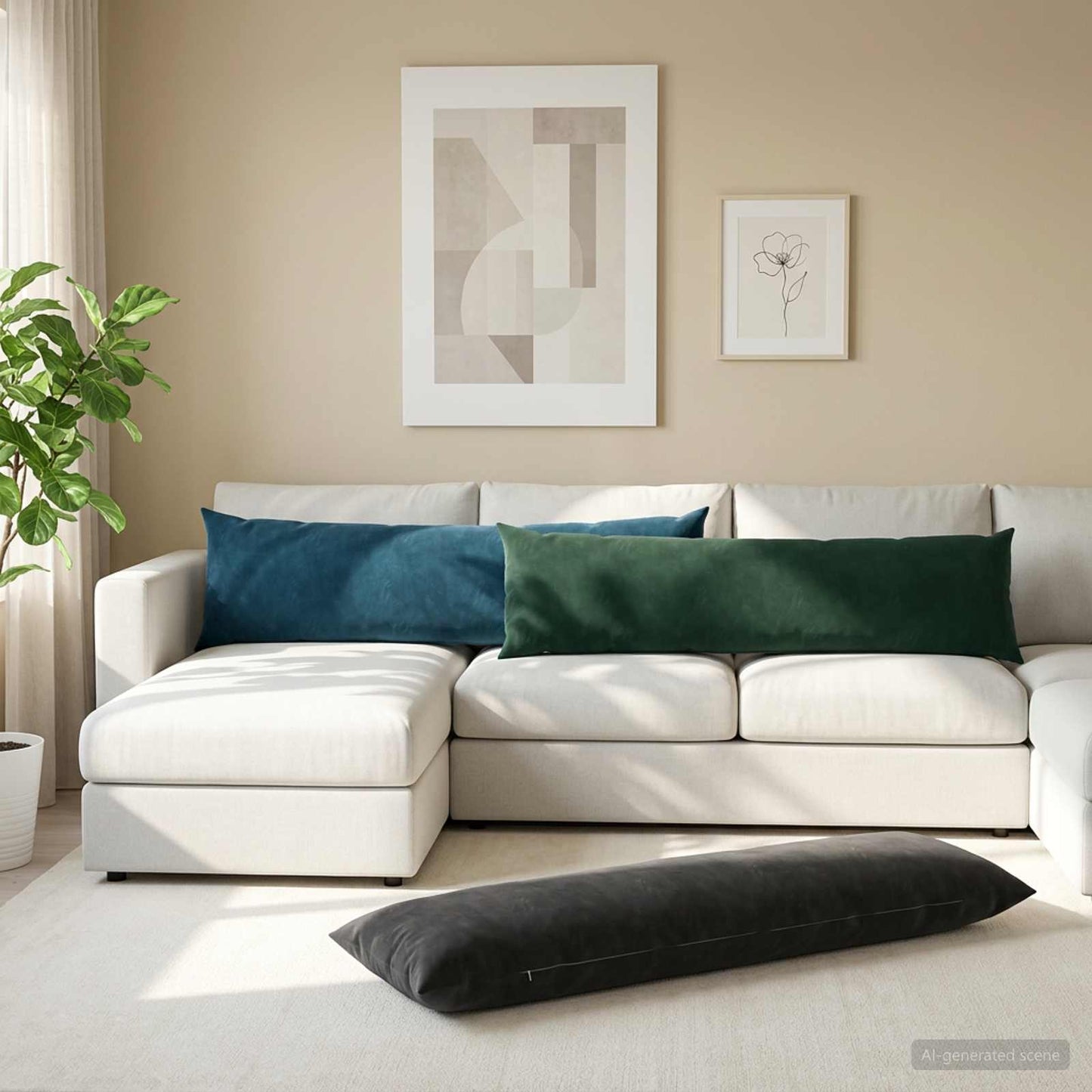 Párna párnával HEERLEN Fekete 40 x 145 cm Bársony