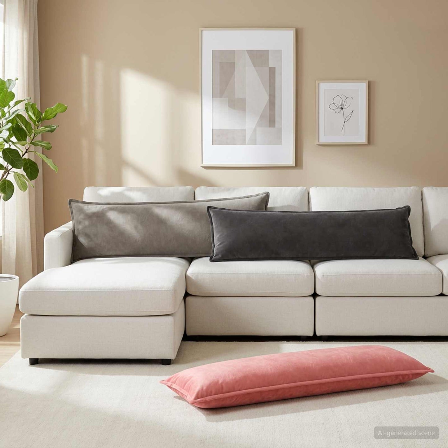 Párna párnával HOUTEN Világosszürke 40 x 145 cm Bársony