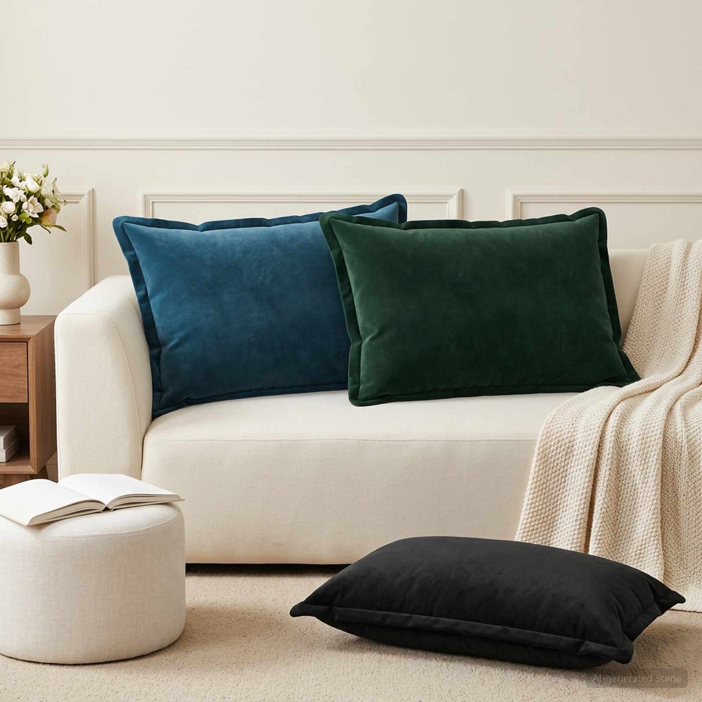Párna párnával HOUTEN 2 db Fekete Bársony