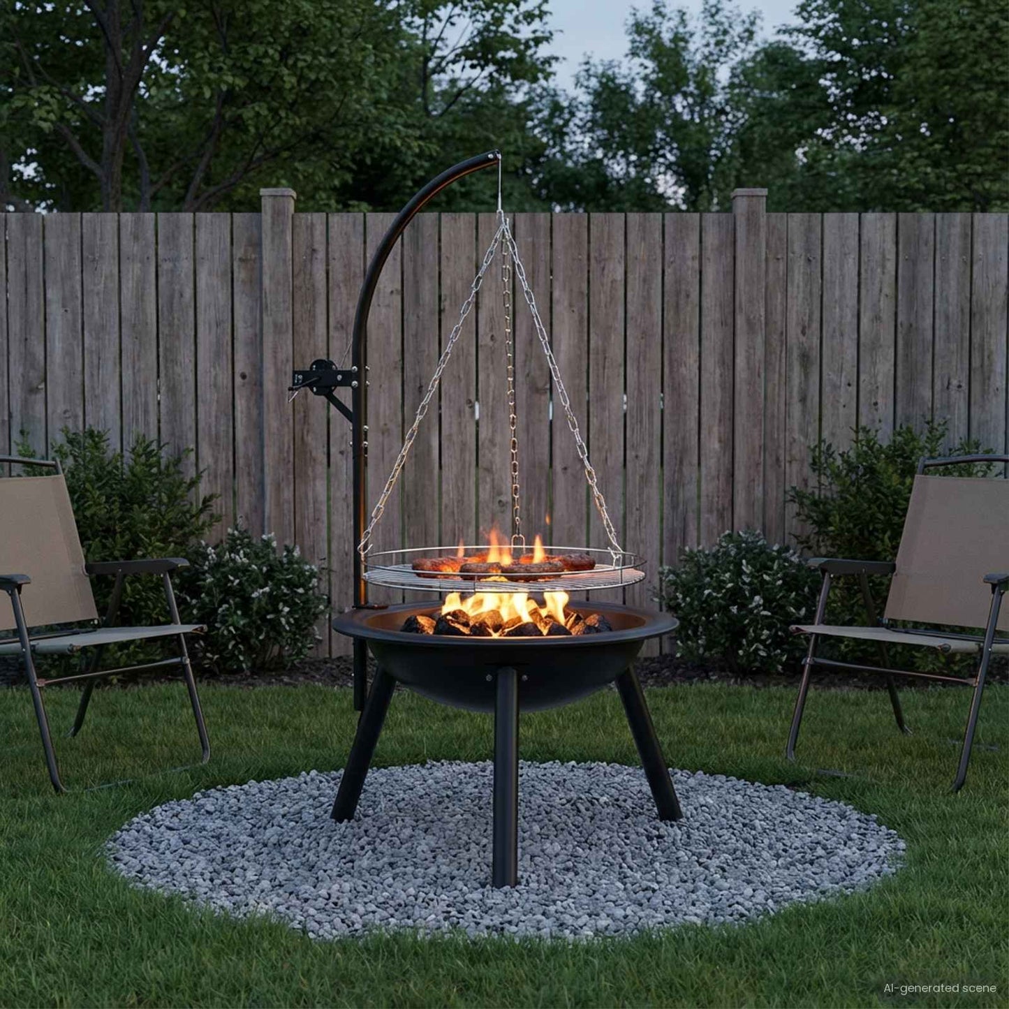 Állítható rácsos tűzrakó ⌀55,5 x 107,5 cm Acél Fekete