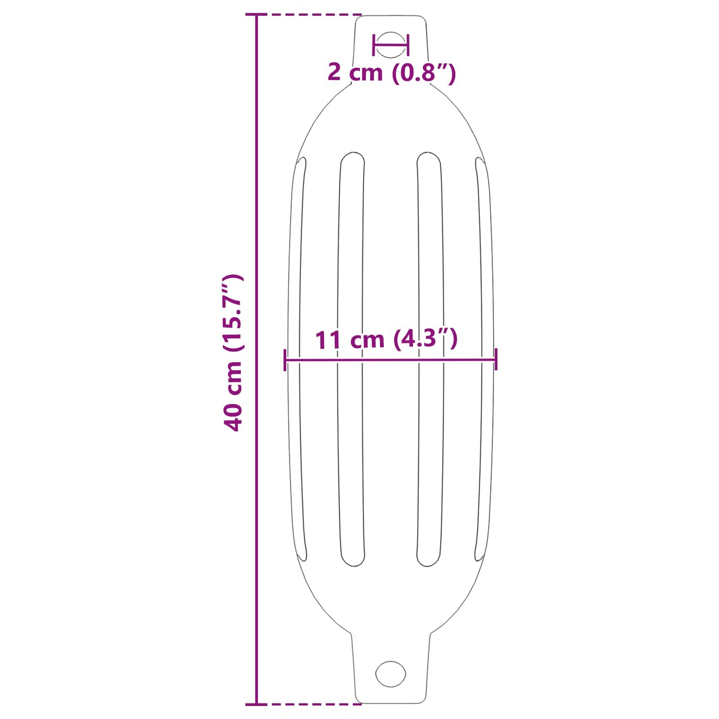 Hajó 2 db Ø 11 x 40 cm Fekete PVC