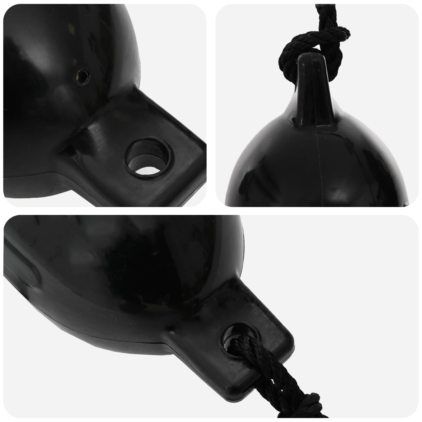 Hajó 2 db Ø 14 x 50 cm Fekete PVC