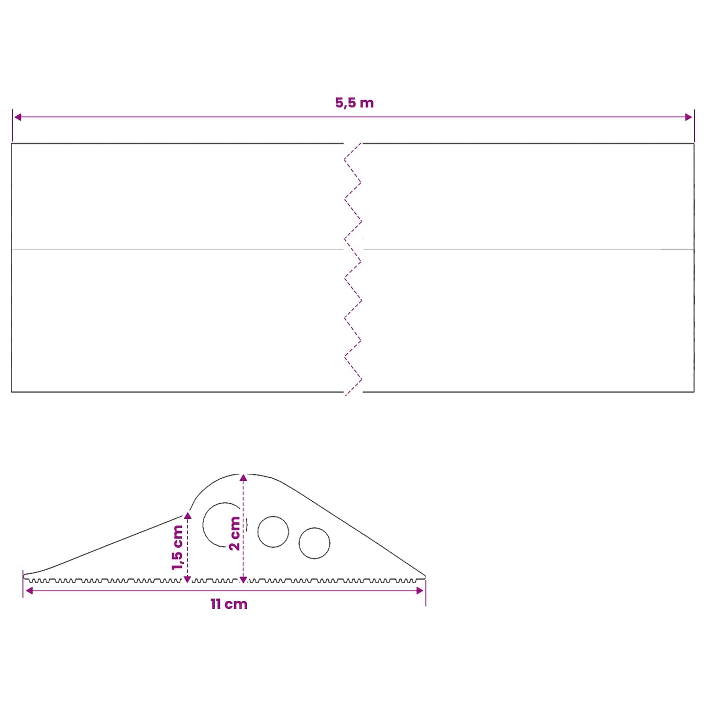 Garázspadló tömítés Fekete 112 x 20 mm 5,5 m EPDM gumi