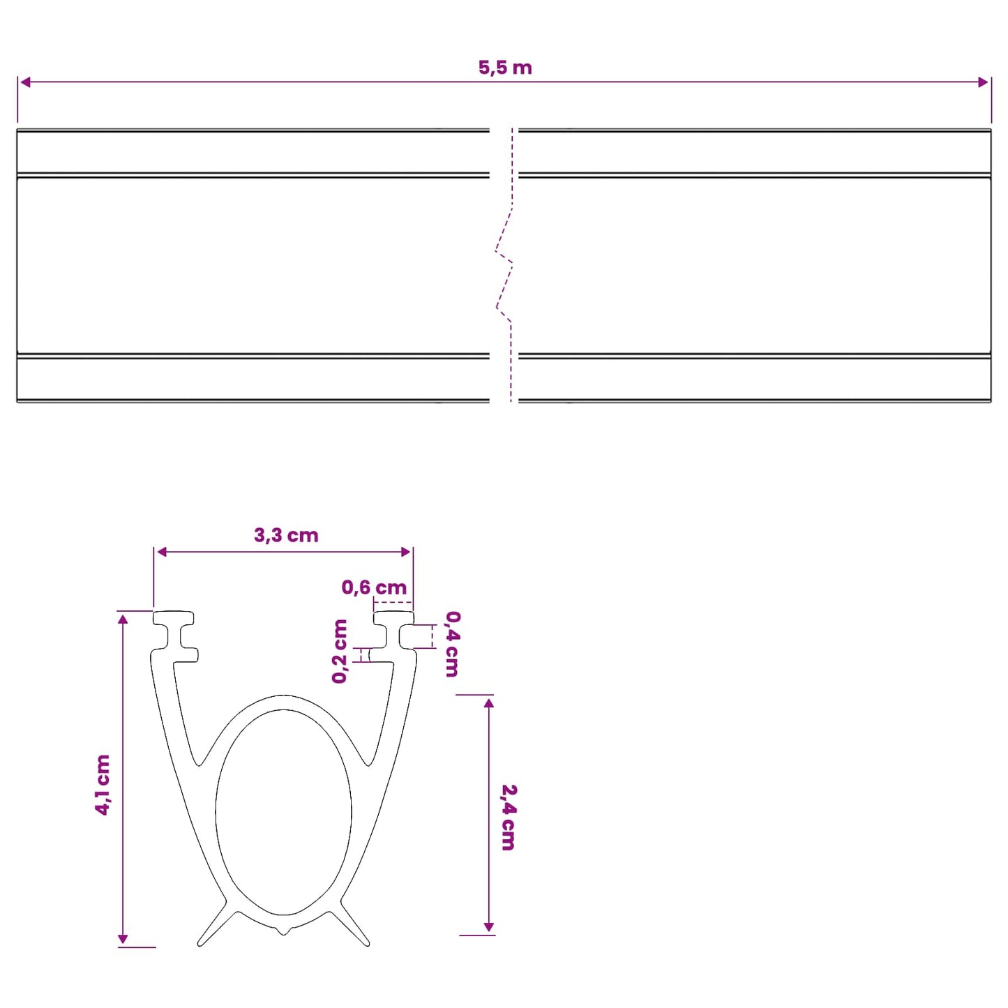 Garázs Ajtó Tömítés Fekete 41 x 33 mm 5,5 m PVC