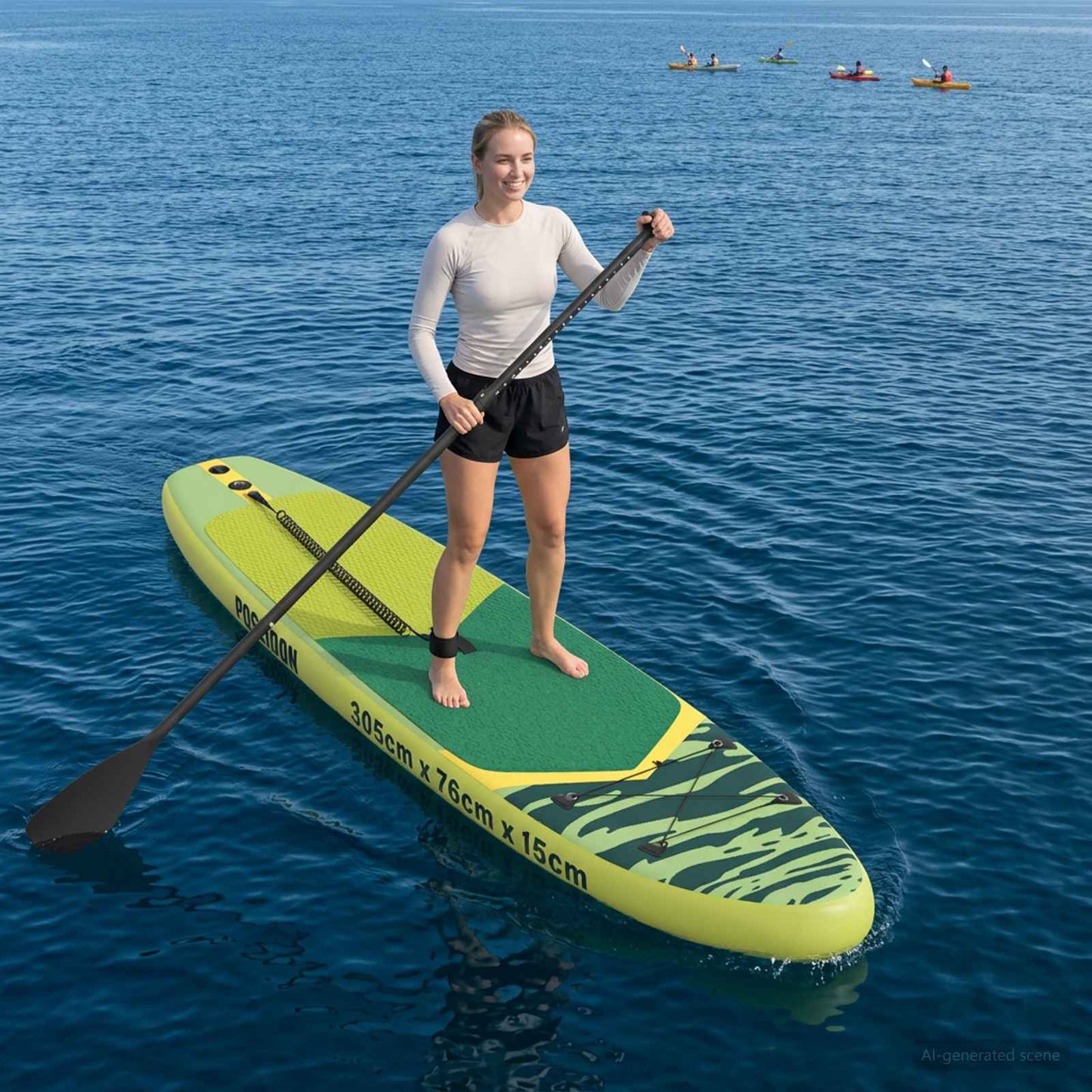Felfújható Álló Evezős Dekk POSEIDON 305 x 76 x 15 cm Zöld