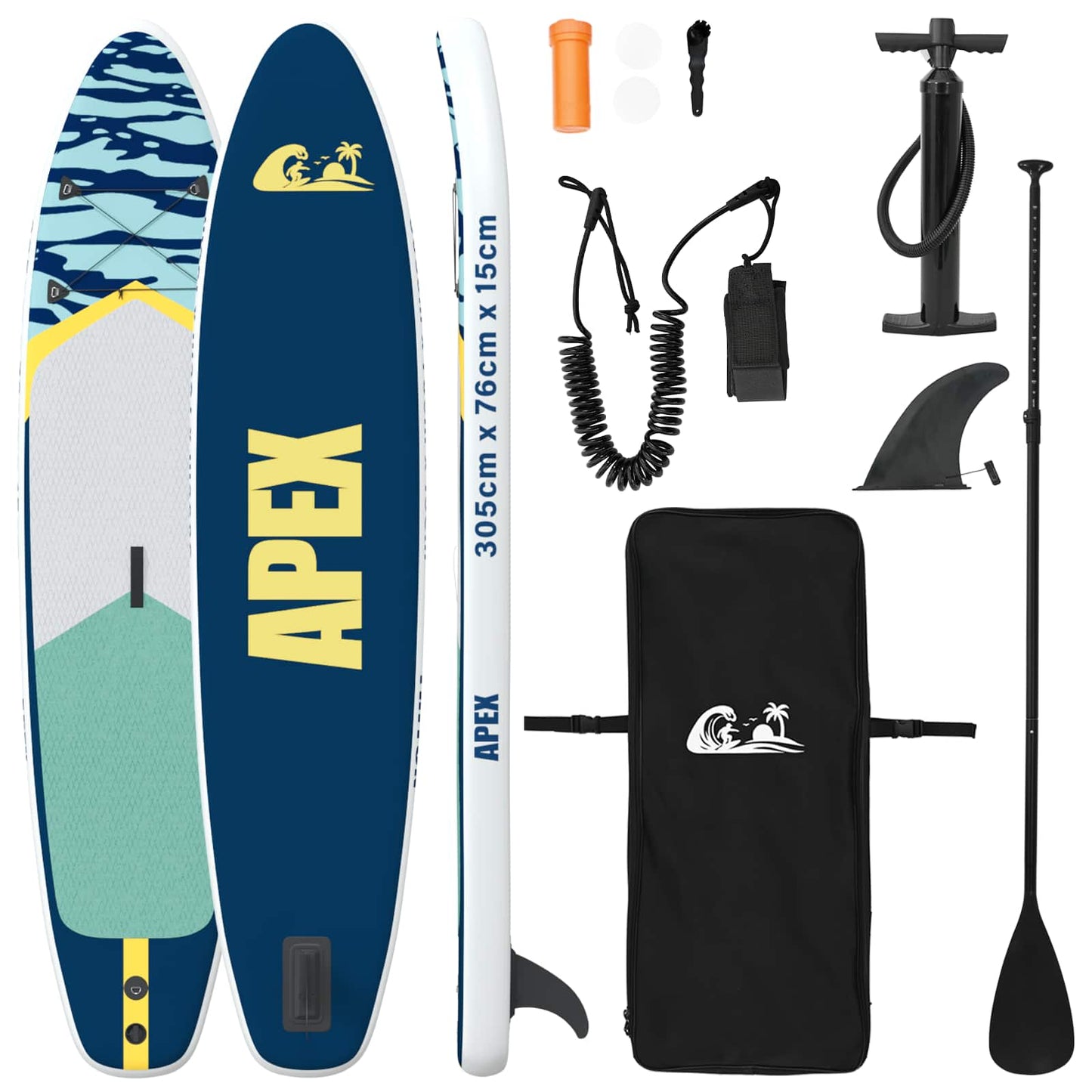 Felfújható Álló Paddle Board APEX 305 x 76 x 15 cm Kék számára