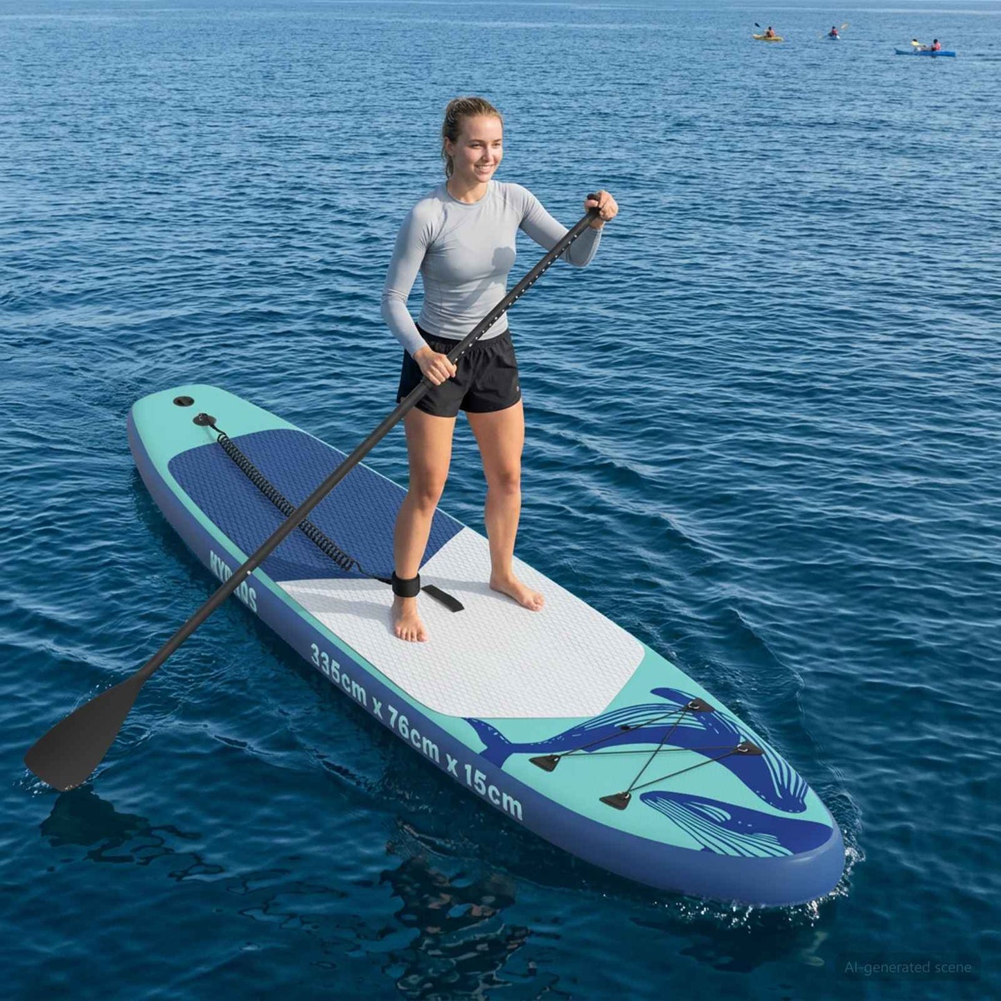 Felfújható Stand Up Paddle Board HYDROS 335 x 76 x 15 cm Türkiz