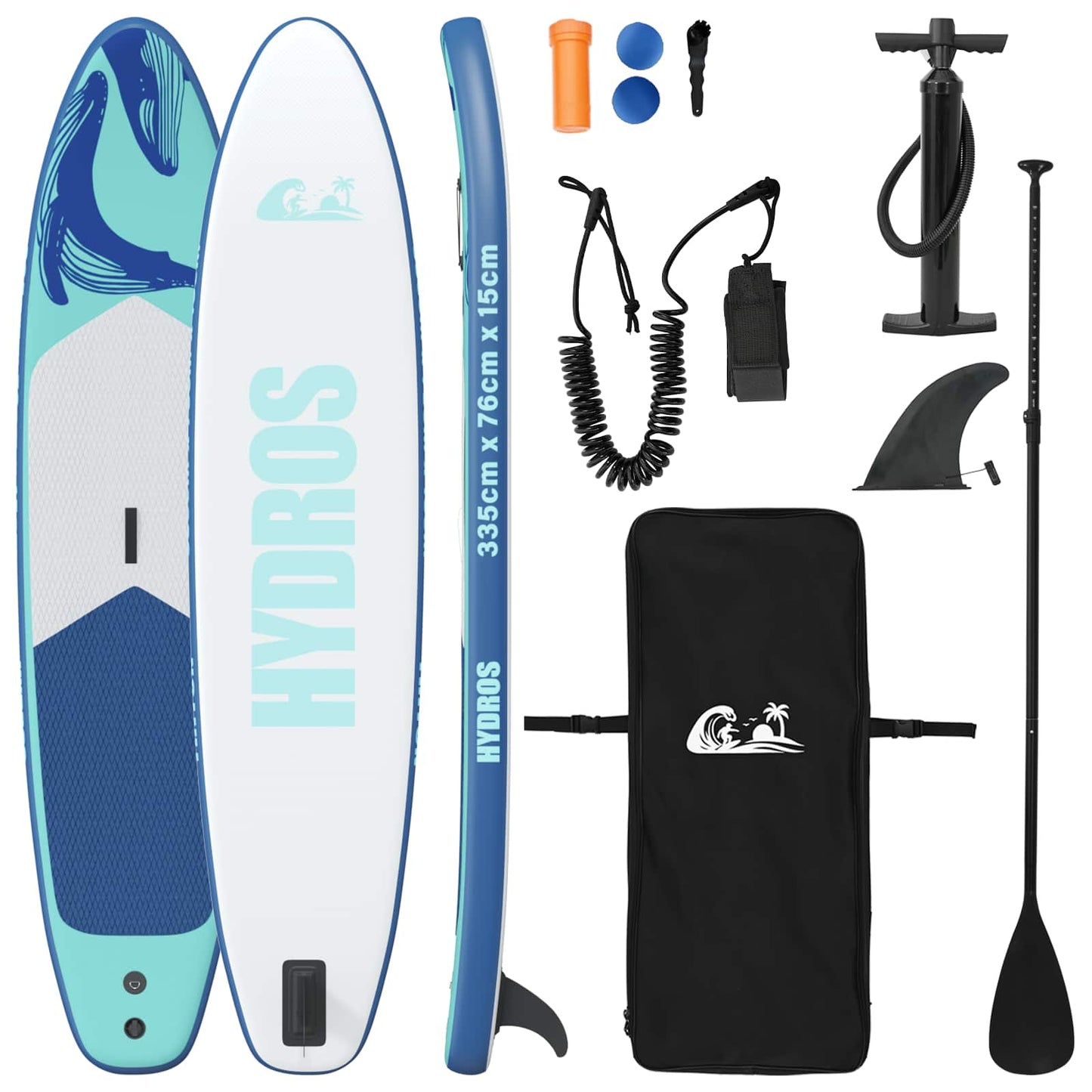Felfújható Stand Up Paddle Board HYDROS 335 x 76 x 15 cm Türkiz