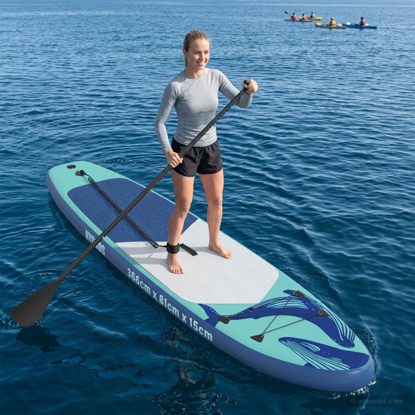 Felfújható Stand Up Paddle Board HYDROS 366 x 81 x 15 cm Türkiz