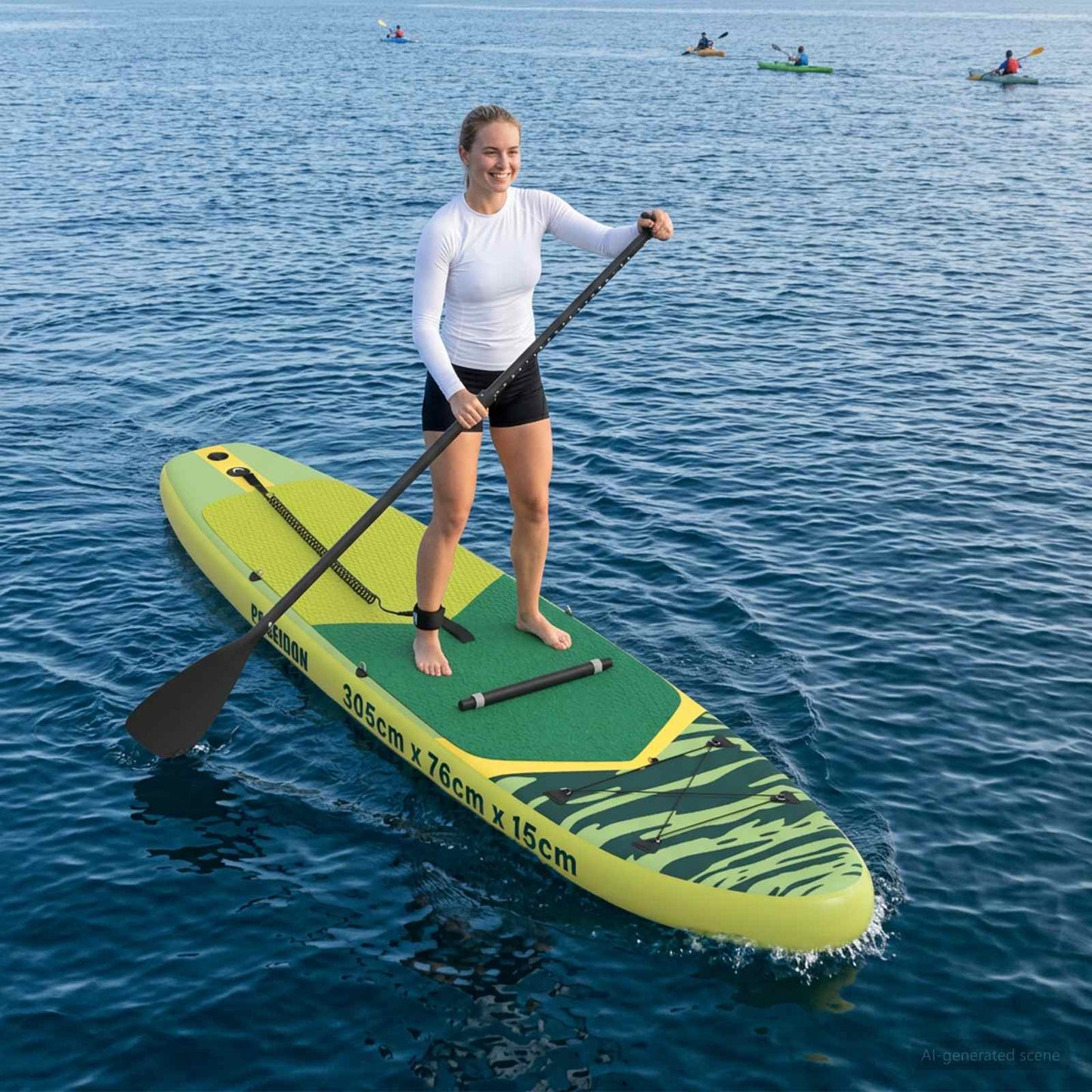 SUP tábla ülőhellyel 2 az 1-ben POSEIDON 305 x 76 x 15 cm Zöld