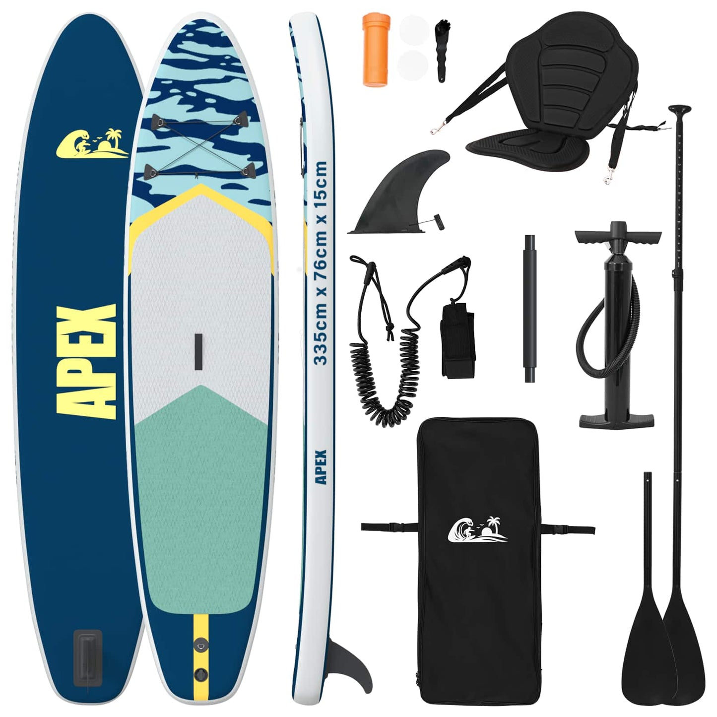 SUP tábla ülőhellyel 2 az 1-ben APEX 335 x 76 x 15 cm Kék