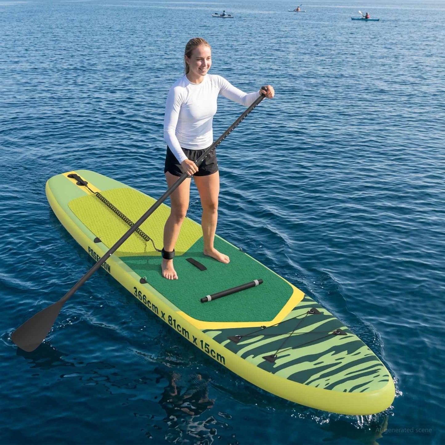SUP tábla ülőhellyel 2 az 1-ben POSEIDON 366 x 81 x 15 cm Zöld