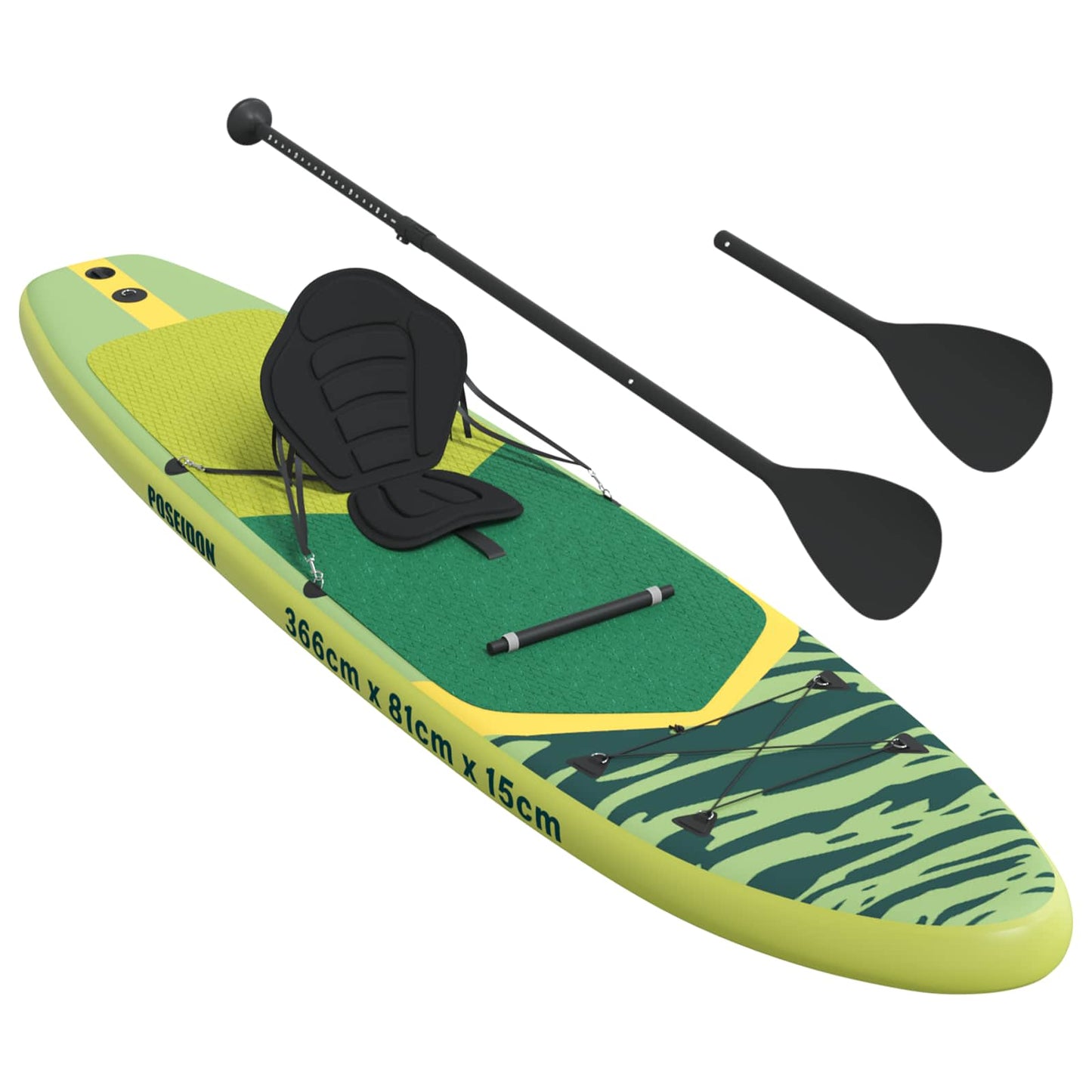SUP tábla ülőhellyel 2 az 1-ben POSEIDON 366 x 81 x 15 cm Zöld
