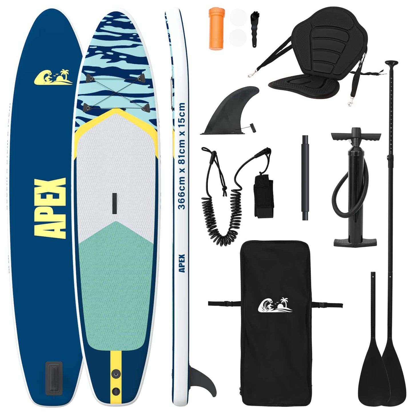 SUP tábla ülőhellyel 2 az 1-ben APEX 366 x 81 x 15 cm Kék
