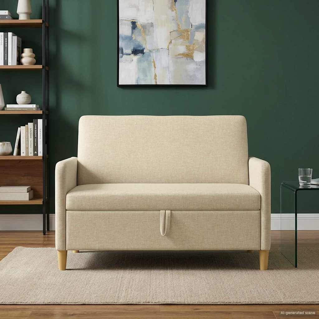 Tárolós Kanapé Krémszínű 122 x 78 x 87 cm Poliészter